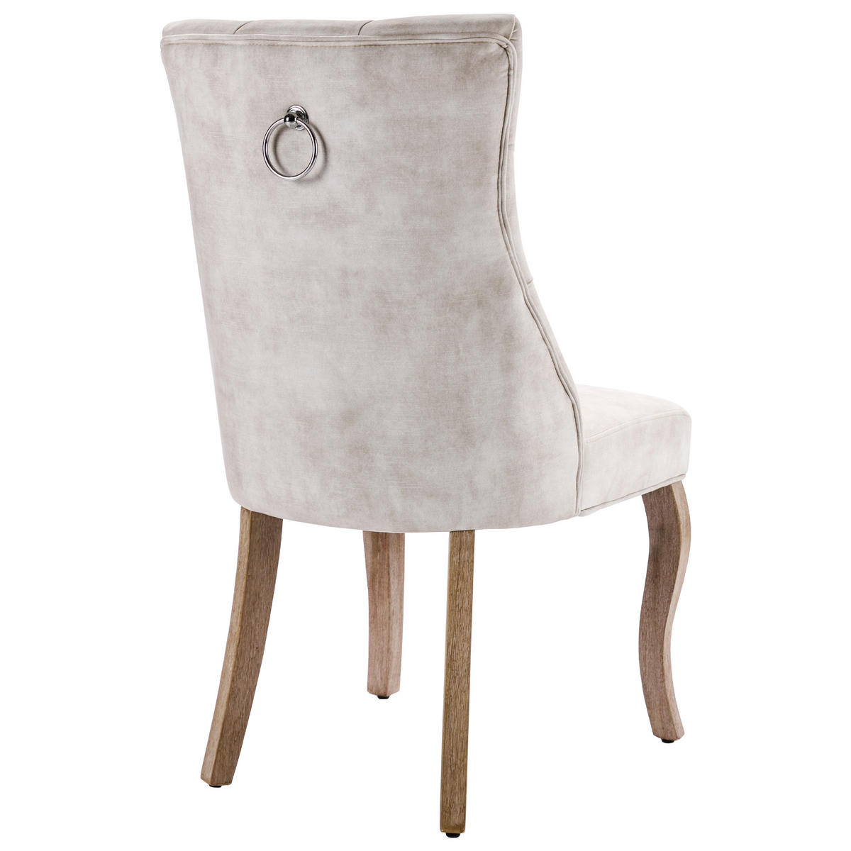 ESSZIMMERSTUHL 2er Set Samt Hellbeige hohe Rückenlehne Holz - Hellbraun, Textil (51/97/47cm) - FLIEKS
