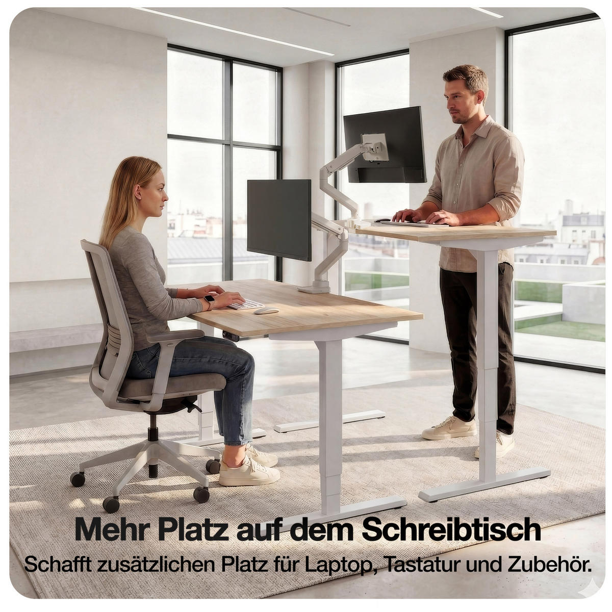 MONITORARM in weißaluminium mit Gasfeder für 17–49 Zoll Monitore bis 20kg / Weißaluminium - Silberfarben, Metall (22/43/13cm) - ASSMANN