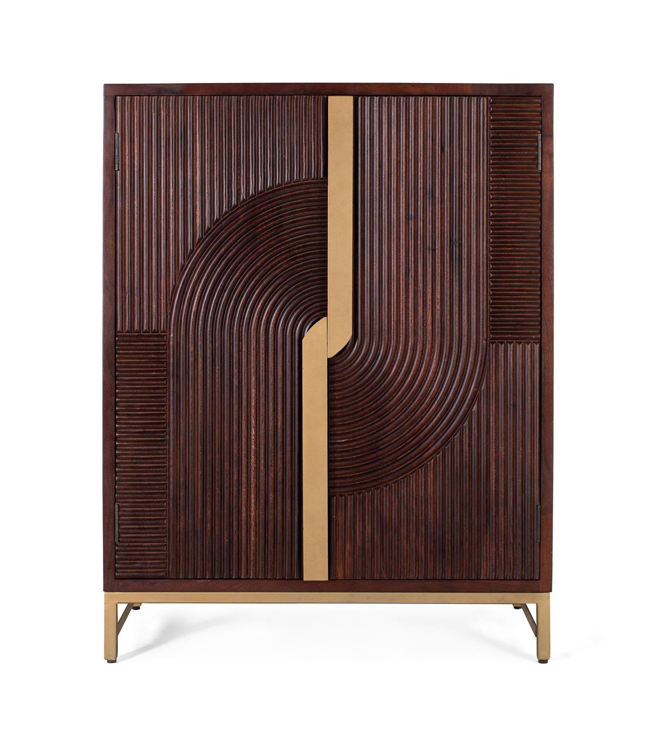 BARSCHRANK aus Mangoholz und Metall - Kirschbaumfarben, Holz (46/119/91cm) - Giner y Colomer