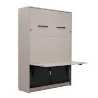 SCHRANKBETT Wandklappbett vetikal GN120x200 mit Schreibtisch und LED - Congo - Grau, Holzwerkstoff (120/200cm) - QMM TraumMöbel