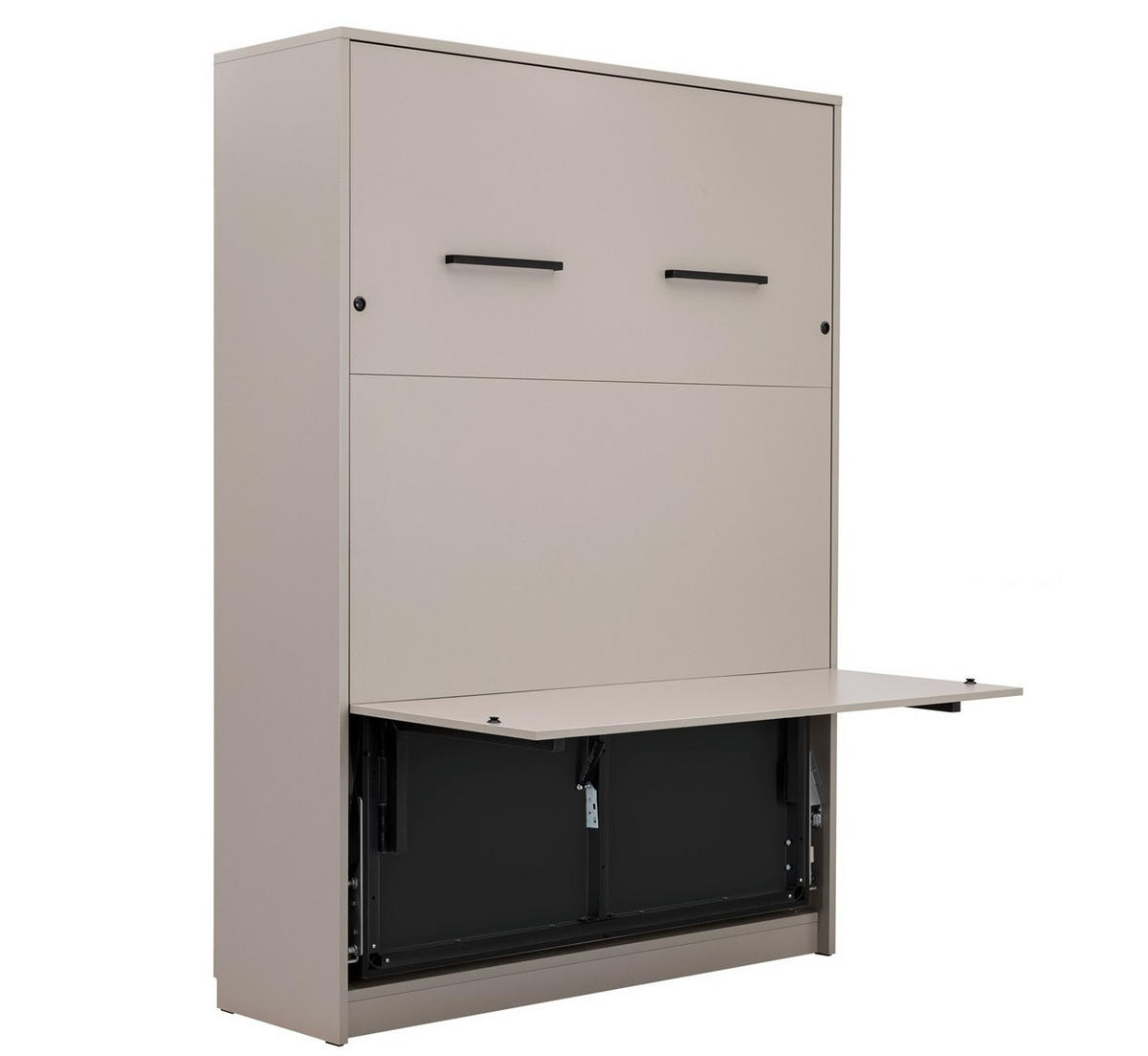 SCHRANKBETT Wandklappbett vetikal GN120x200 mit Schreibtisch und LED - Congo - Grau, Holzwerkstoff (120/200cm) - QMM TraumMöbel