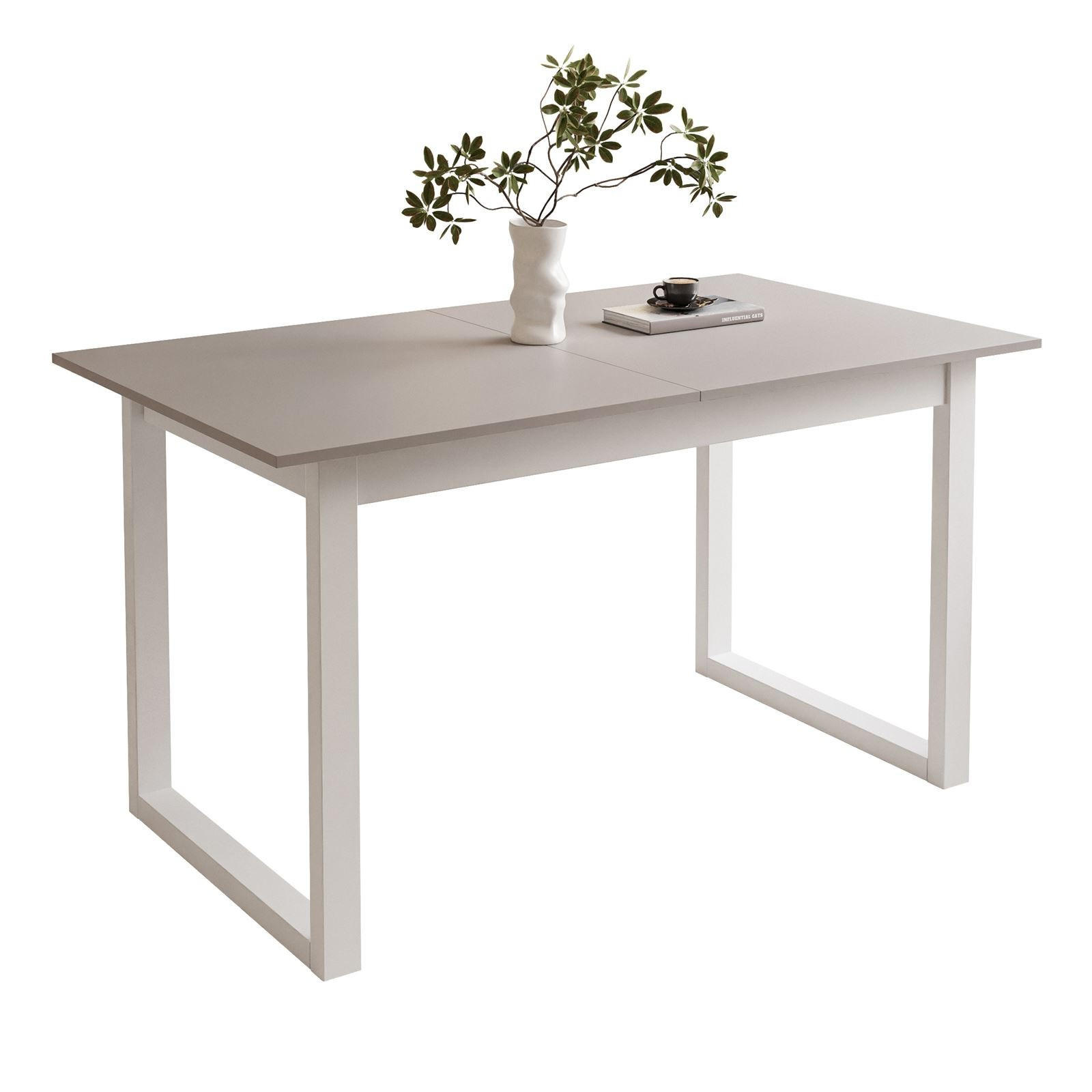 ESSTISCH ARTON II ausziehbarer Tisch 140-195 cm für 6-8 Personen - Beige/Weiß, Holzwerkstoff/Metall (140/80/77cm) - Lookway