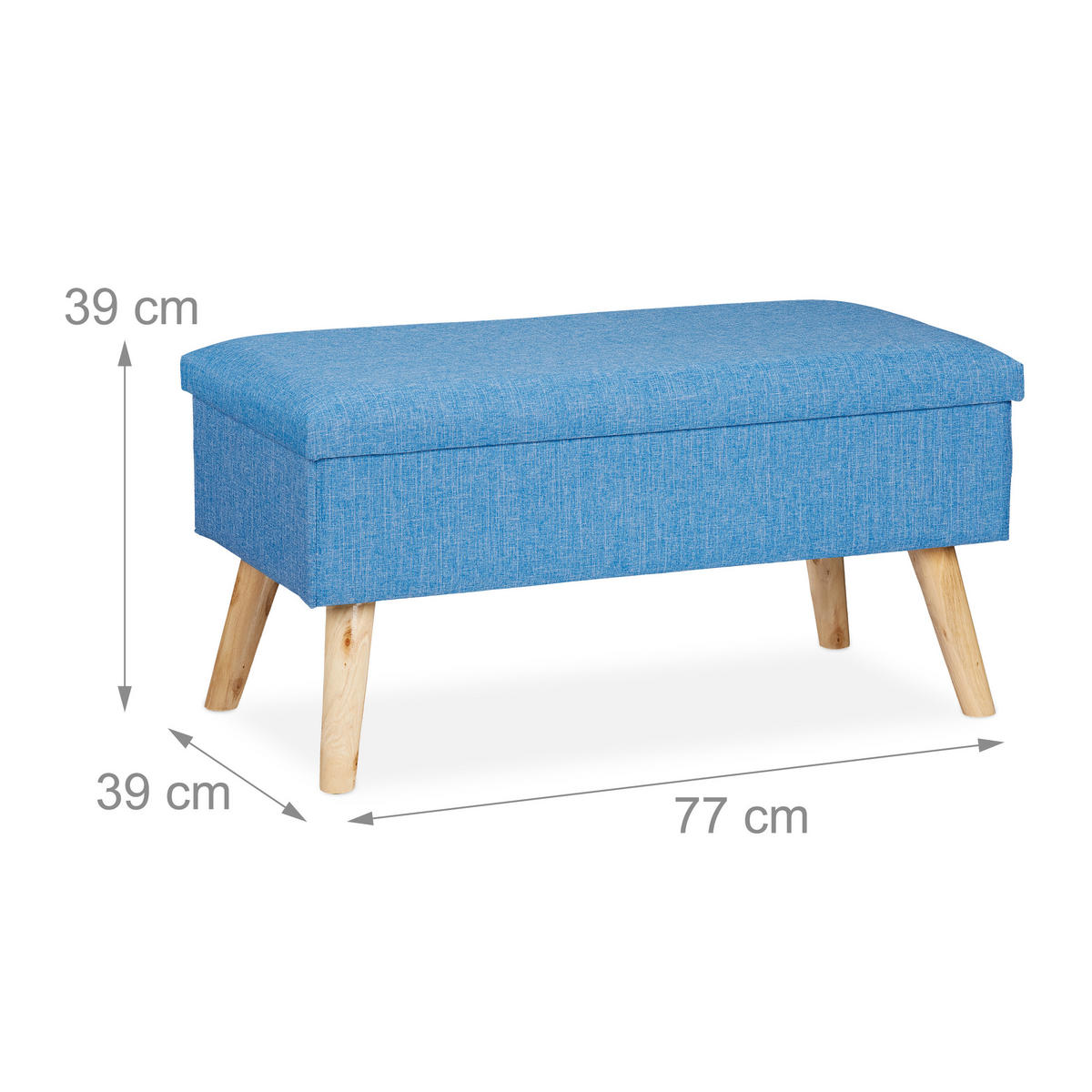 SITZBANK - Blau, Holz/Holzwerkstoff (77/39/39cm) - Relaxdays