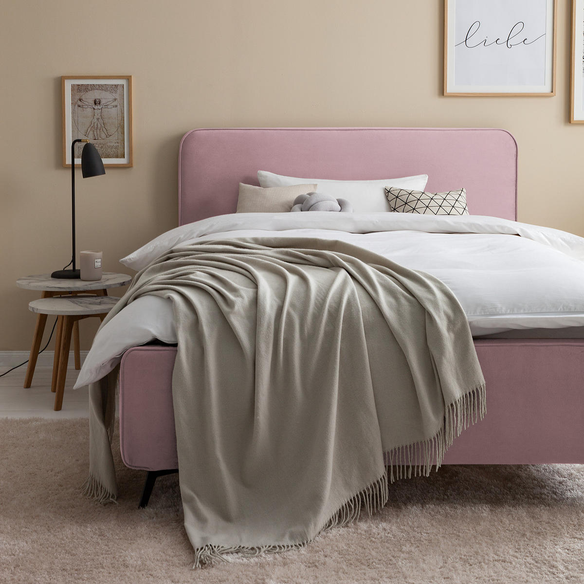POLSTERBETT - Mauve, Textil (140/200cm) - home24