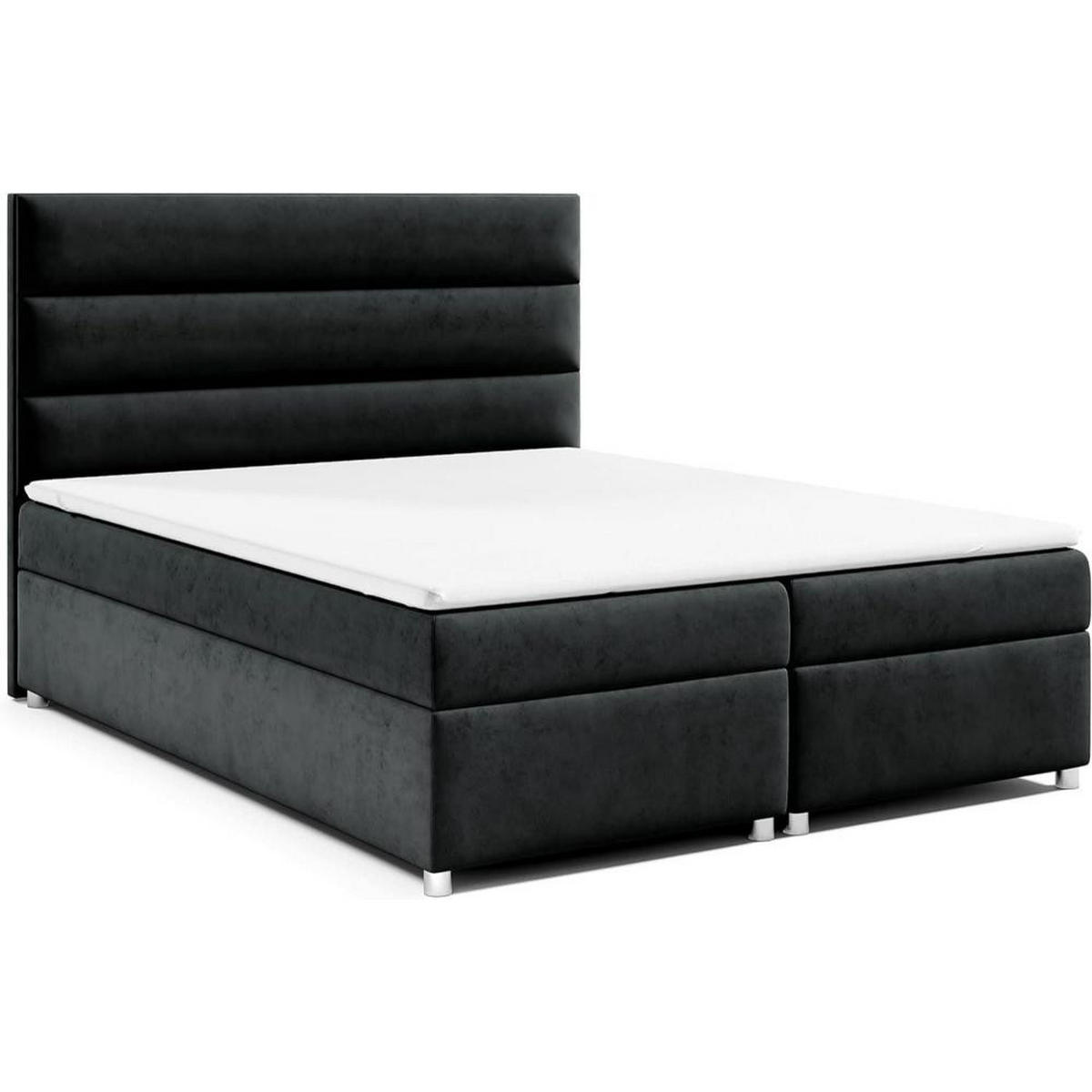BOXBETT mit Bettkasten Trinity K1 Bonellfederkern inkl. Topper - Schwarz, Holz/Holzwerkstoff (200/200cm) - Best For Home
