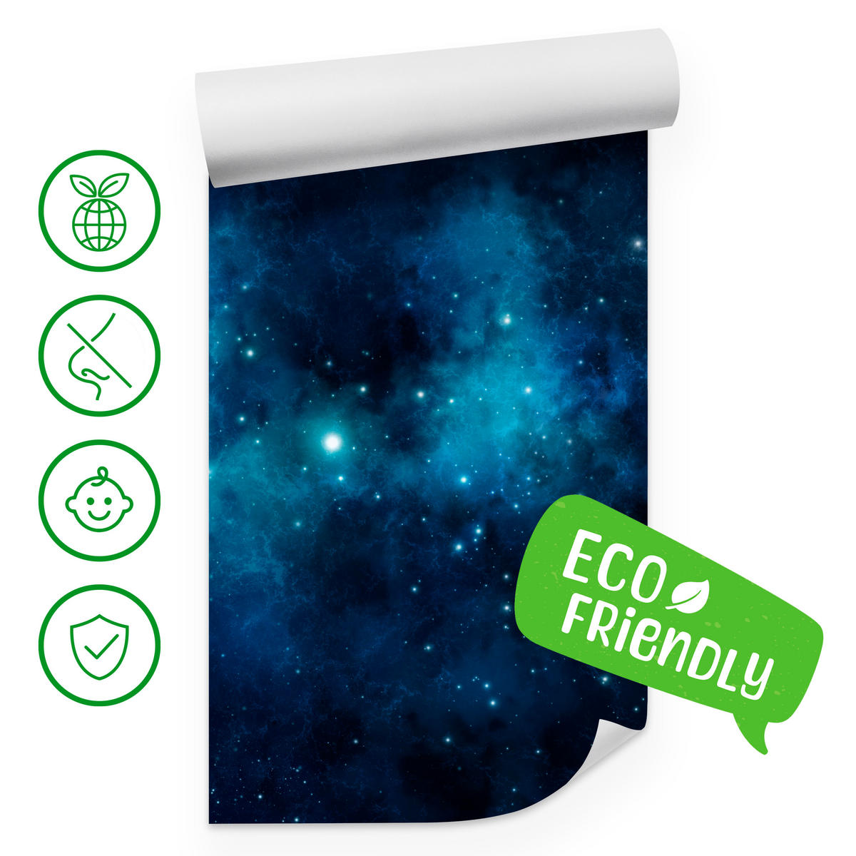 FOTOTAPETE für Wohnzimmer Sternenhimmel Nacht Galaxis 400x280 - Blau/Schwarz, Papier (400/280cm) - Muralo