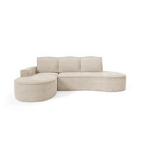 ECKSOFA Flow Beige, mit Schlaffunktion und Kissen in Abriamo Stoff, linke seite - Beige, Holzwerkstoff/Textil (277/157cm) - Bettso