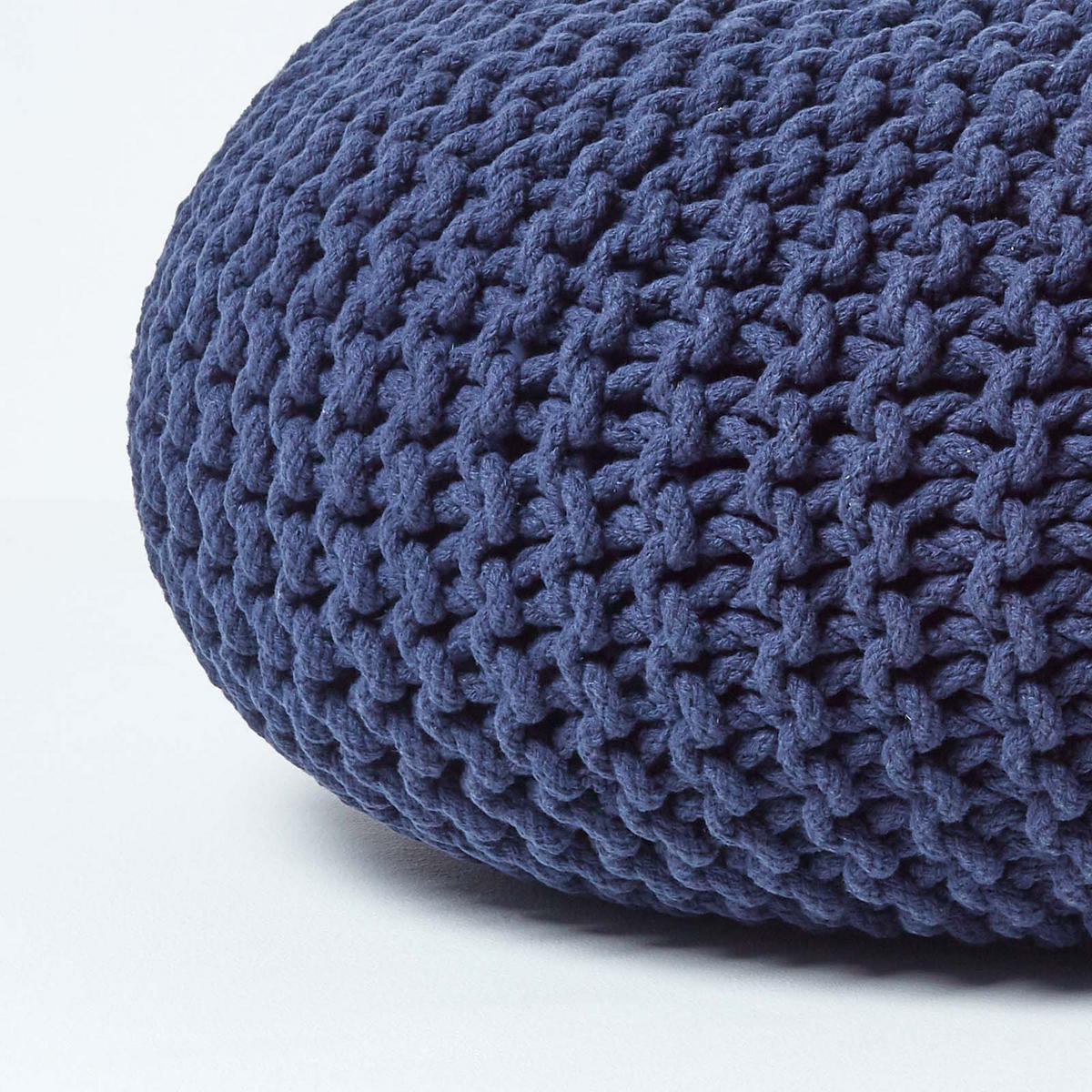 STRICK-POUF dunkelblau, Bodenkissen rund 70/70/23 cm - Dunkelblau, Textil (70/23/70cm) - Homescapes