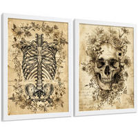 POSTER Set aus 2 Anatomie Mensch Drucke und Wandbilder mit Schädel Wirbelsäule Rippen Becken Klassisches Vintage Design Größe Weißer Rahmen A4 - Weiß, Papier (21/29.7/3cm) - Nacnic