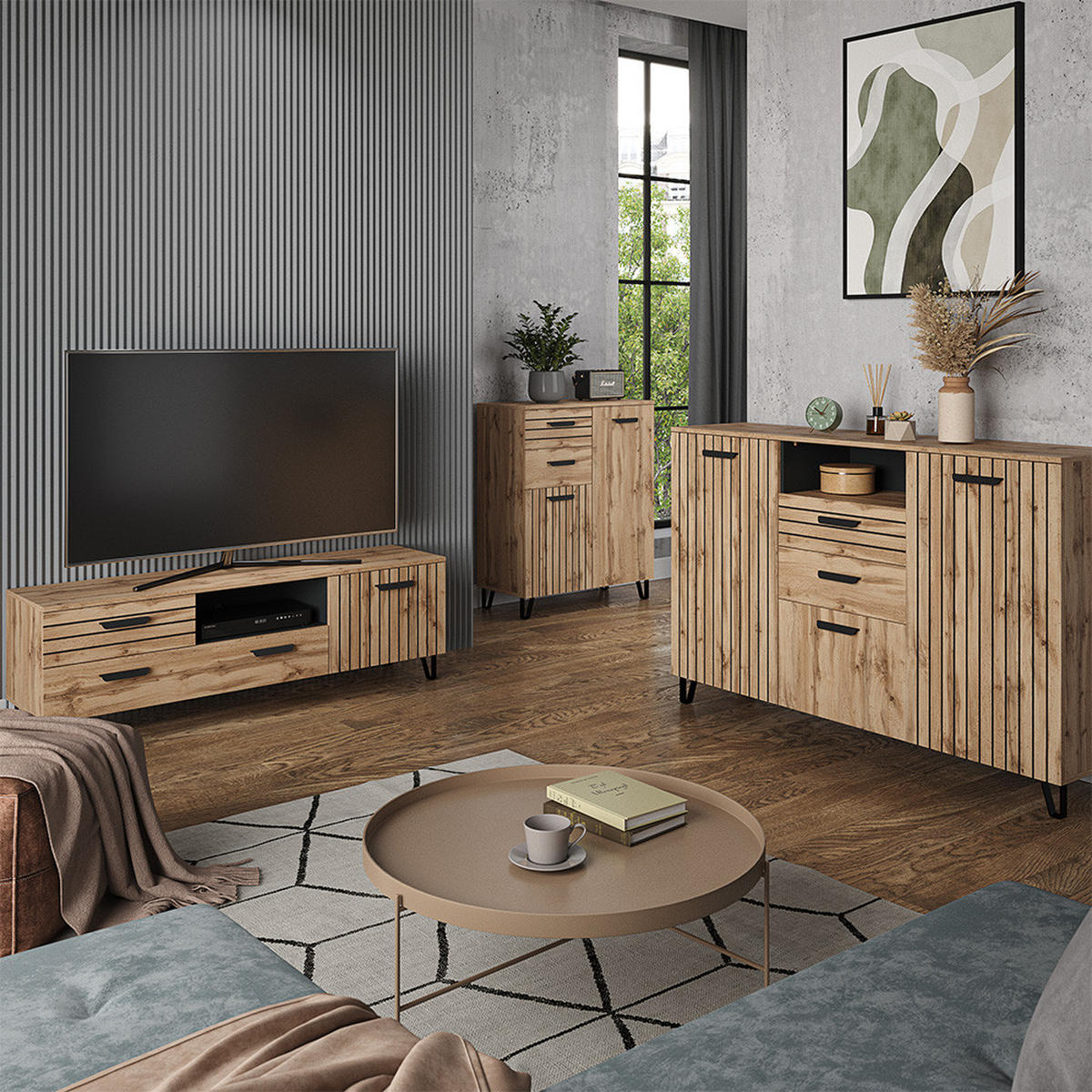 COUCHTISCH Amber Eiche Wotan 90 x 50 cm - Eiche Wotan, Holzwerkstoff (50/90/40cm) - Vicco