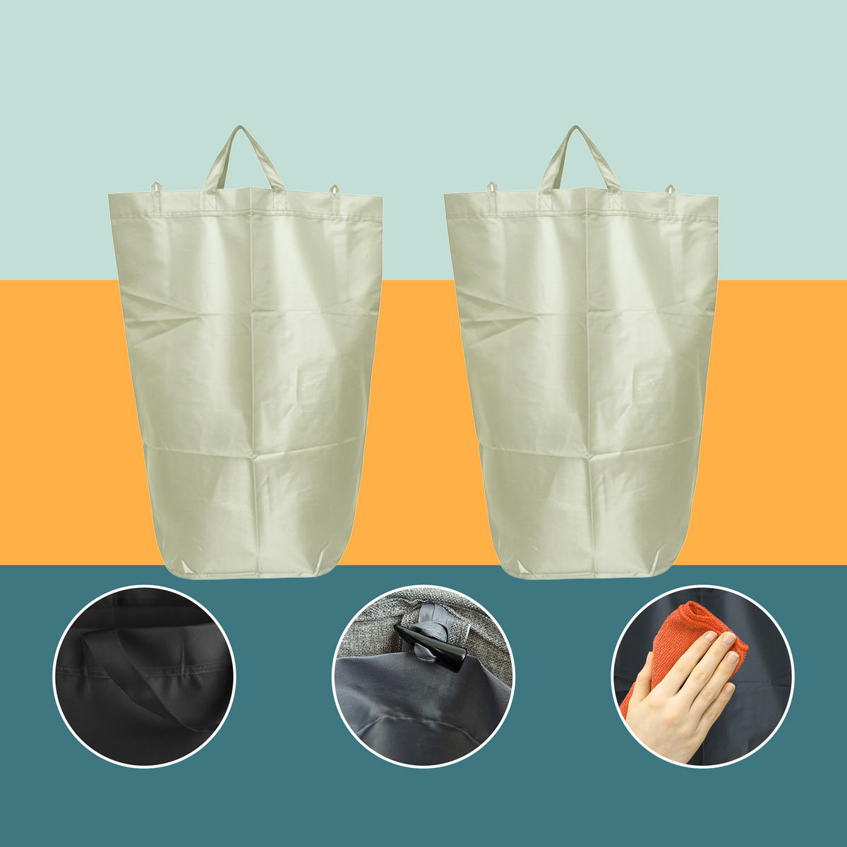 PFANDFLASCHEN-SAMMELBEHÄLTER - Beige, Kunststoff/Textil (43/70/33cm) - Relaxdays