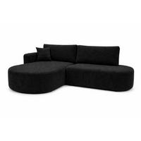 ECKSOFA Mit Schlaffunktion Und Bettkasten, Cordstoff Poso, Schwarz, Links, ROUND ONE OPEN XL - Schwarz, Holz (262/175cm) - Kaiser Möbel