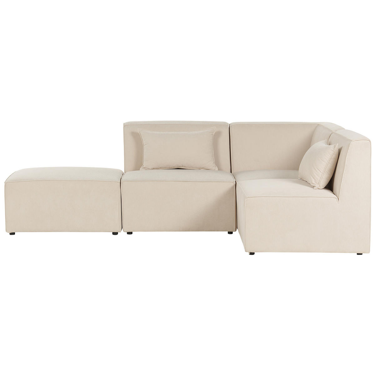 3-SITZER-ECKSOFA Cord hellbeige rechtsseitig mit Ottomane Lemvig - Beige, Textil (250/166cm) - Beliani