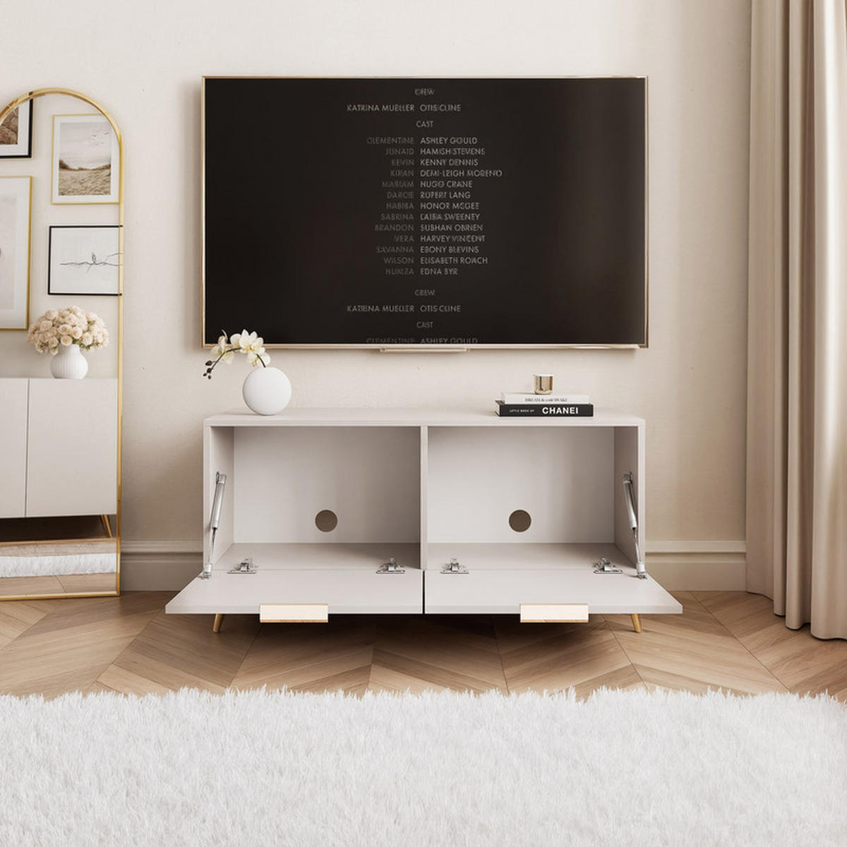 TV-LOWBOARD ANGEL Kaschmir stehend mit LED-Beleuchtung 100 cm - Kaschmir, Holzwerkstoff (100/49/40cm) - Idohome
