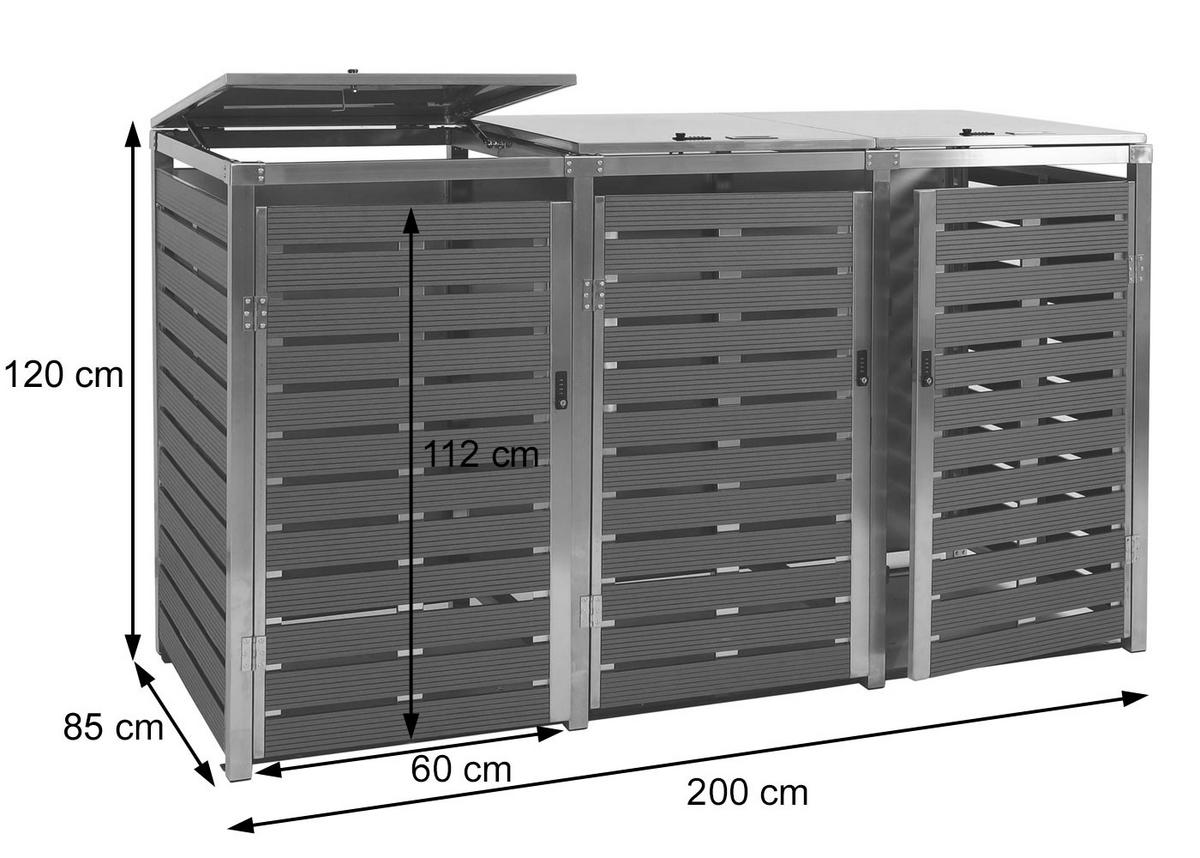 MÜLLTONNENVERKLEIDUNG 3ER Walnuss Dekor - Walnussfarben, Metall (200/120/85cm) - Jamb