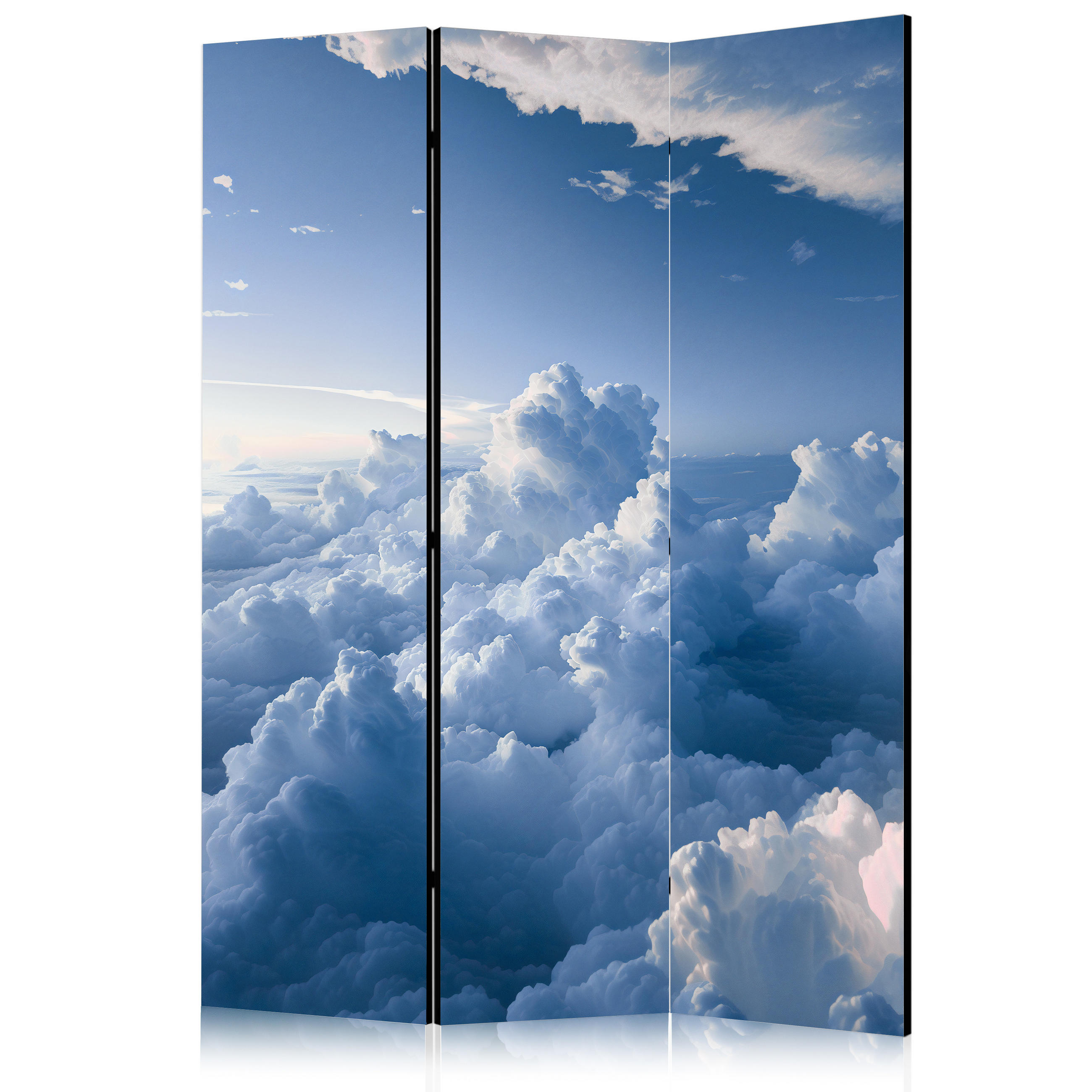 PARAVENT Beidseitig Bedruckter 3-tlg 135x172 cm Strahlender Himmel - Blau, Holz/Textil (135/172/3cm) - Muralo