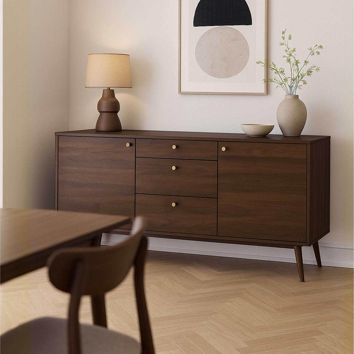 SIDEBOARD, Braun - Braun, Holzwerkstoff (40/75/150cm) - Oviala