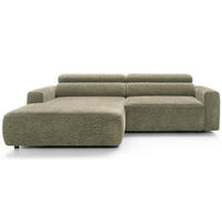 ROHOVÁ pohovka Fando s elektricky výsuvným sedákem, šalvějový ženil, levá - černá/světle zelená, textil/plast (252/182cm) - Selsey