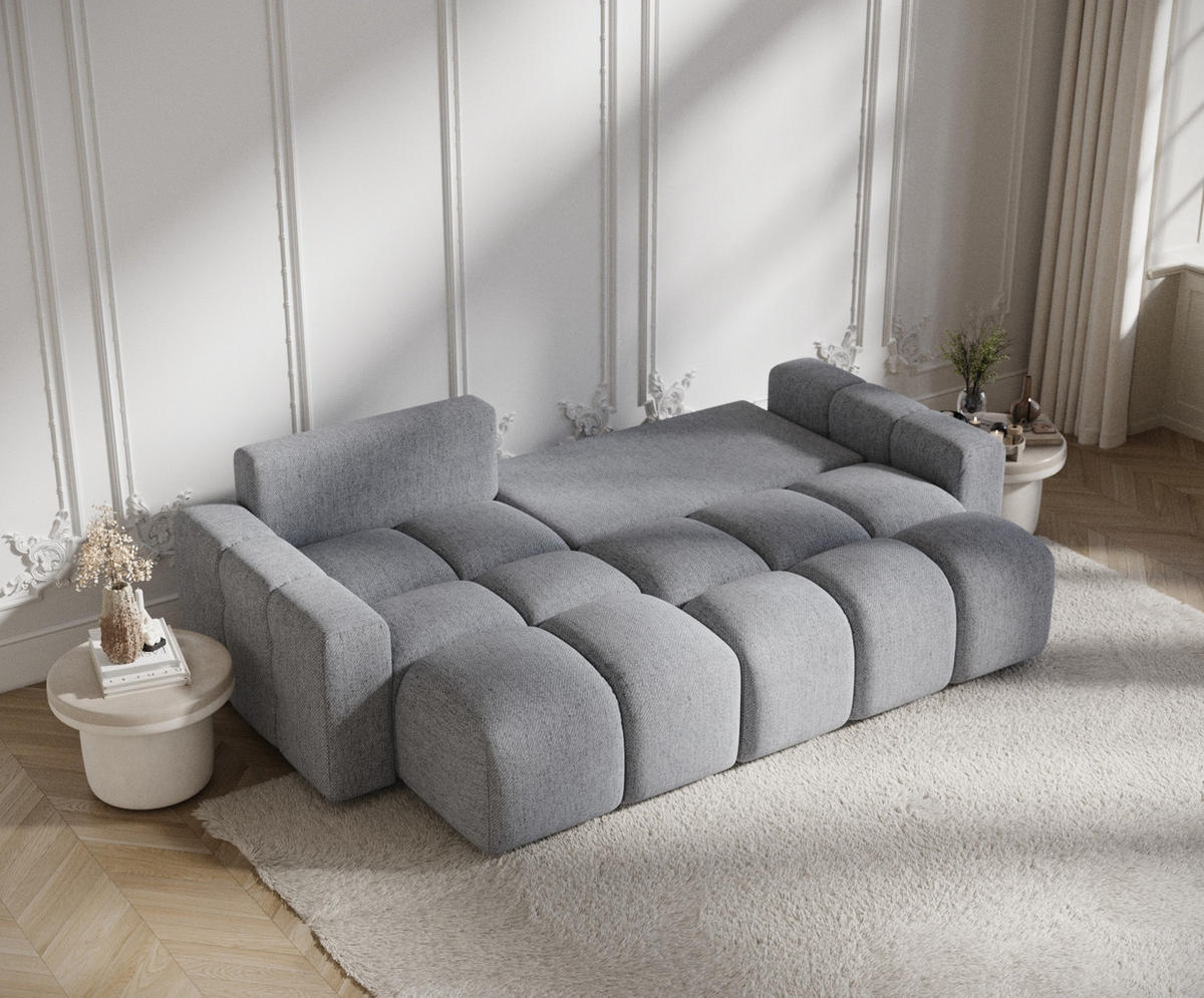 ECKSOFA MIT SCHLAFFUNKTION Ucci Grau Webstoff - Schwarz/Grau, Holz/Holzwerkstoff (233/142cm) - Maison de Reve