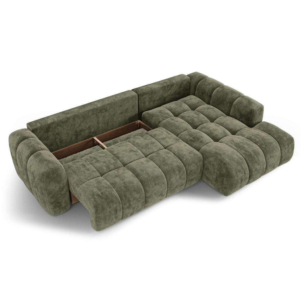 ECKSOFA rechtwinklig SKY Geprägter Samt Vintage-Grün 310cm - Dunkelgrün/Grün, Textil (310/180cm) - Premium Interiors