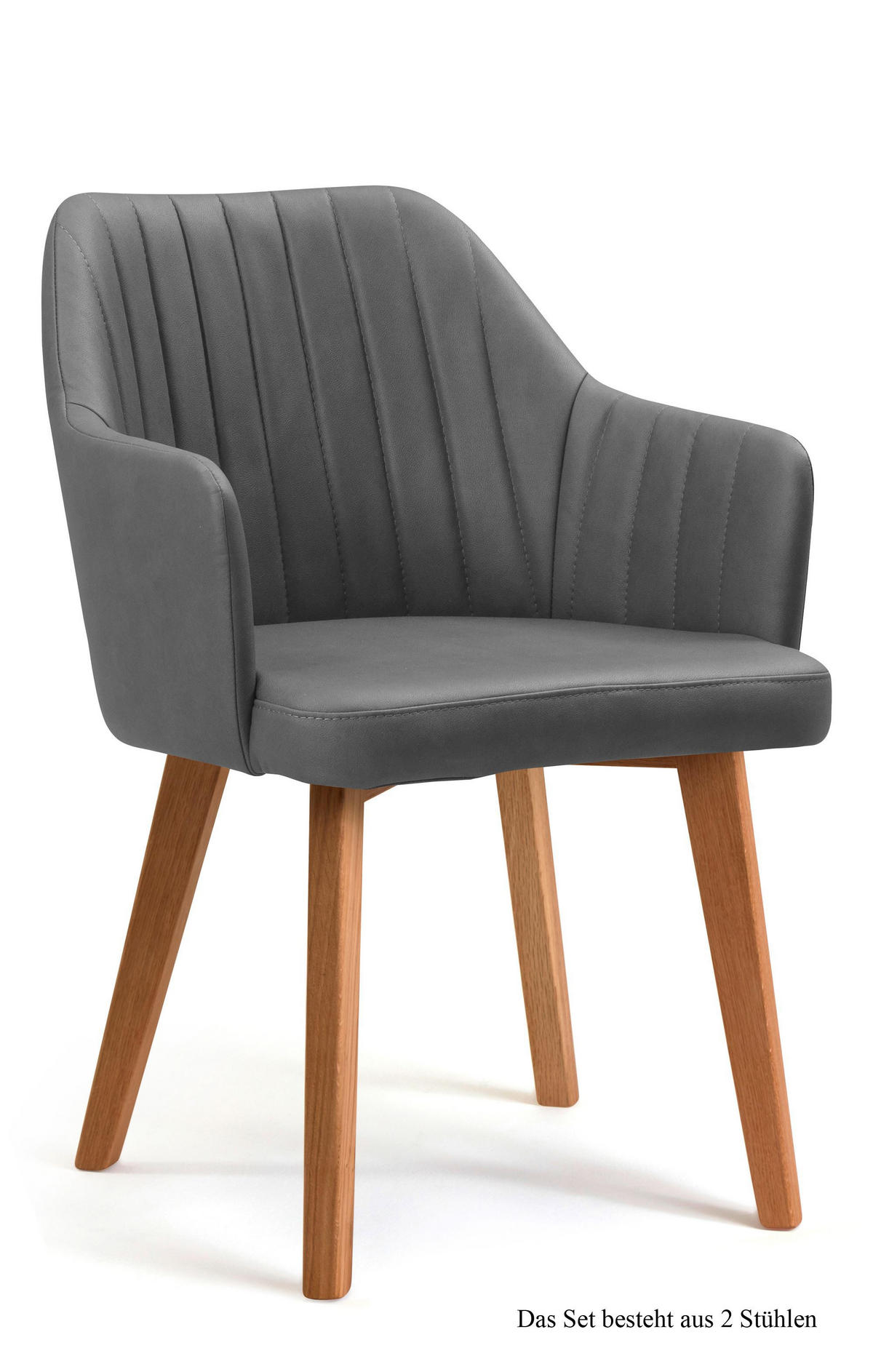 ARMLEHNSTUHL (2er-Set) Dasi 58x81x60 Eiche geölt/Grau - Eichefarben/Grau, Kunststoff (60/81/58cm) - 58aufmkessel