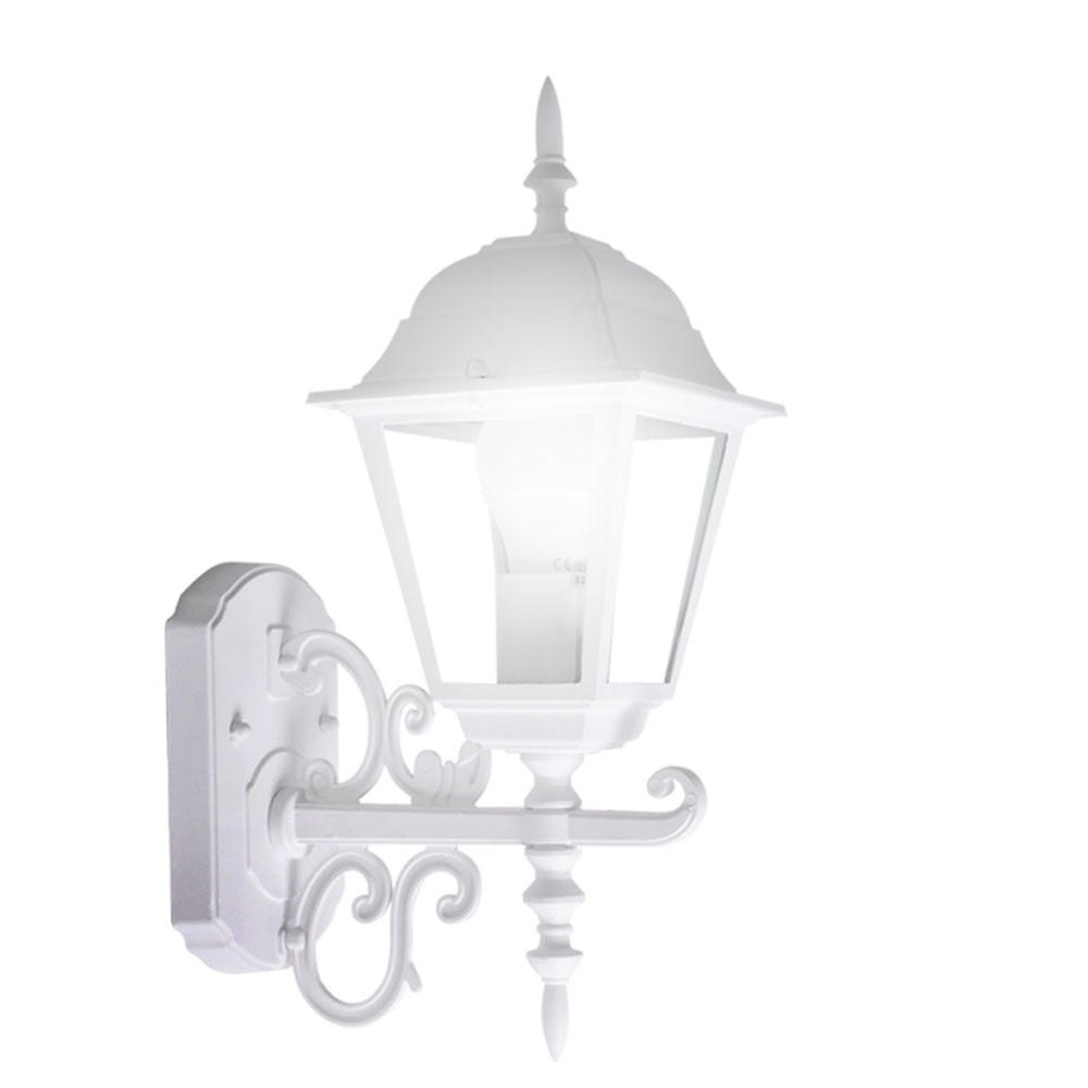 LED AUSSENWANDLEUCHTE Laterne Alu Weiß - Weiß, Glas (24.5/18.5/44.5cm)