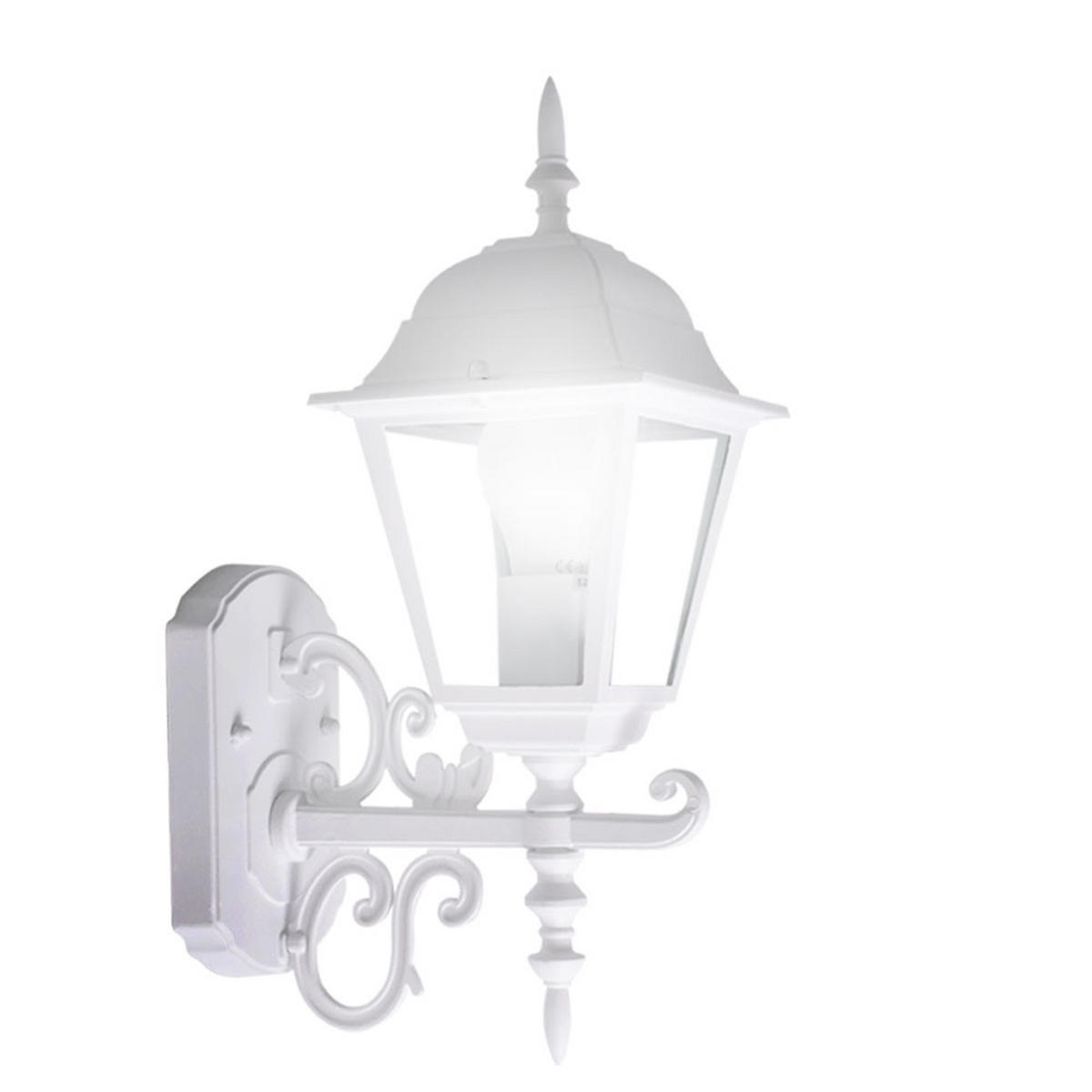 LED AUSSENWANDLEUCHTE Laterne Alu Weiß - Weiß, Glas (24.5/18.5/44.5cm)