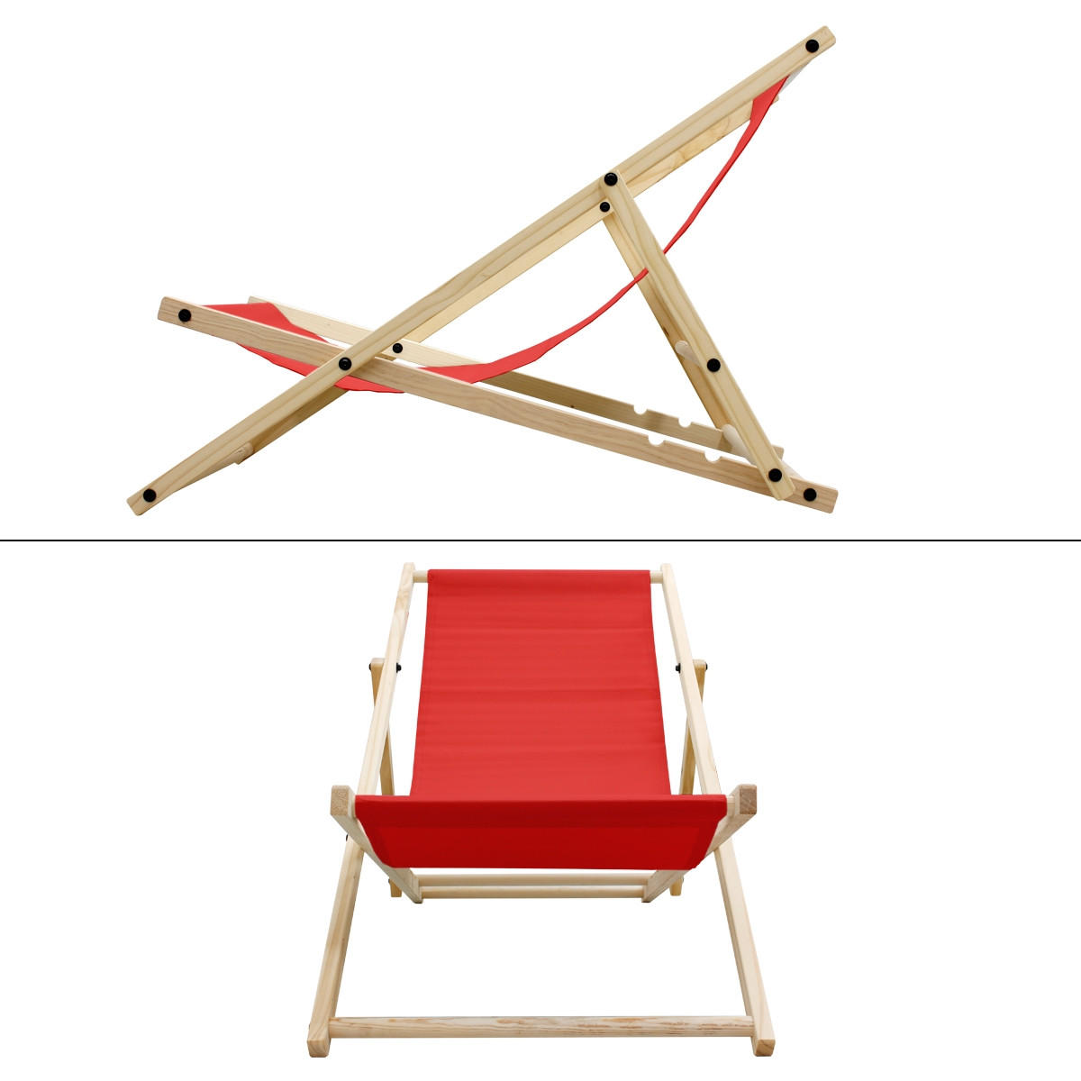 LIEGESTUHL samt Rot - Rot, Holz (52/83/117cm) - ECD-Germany