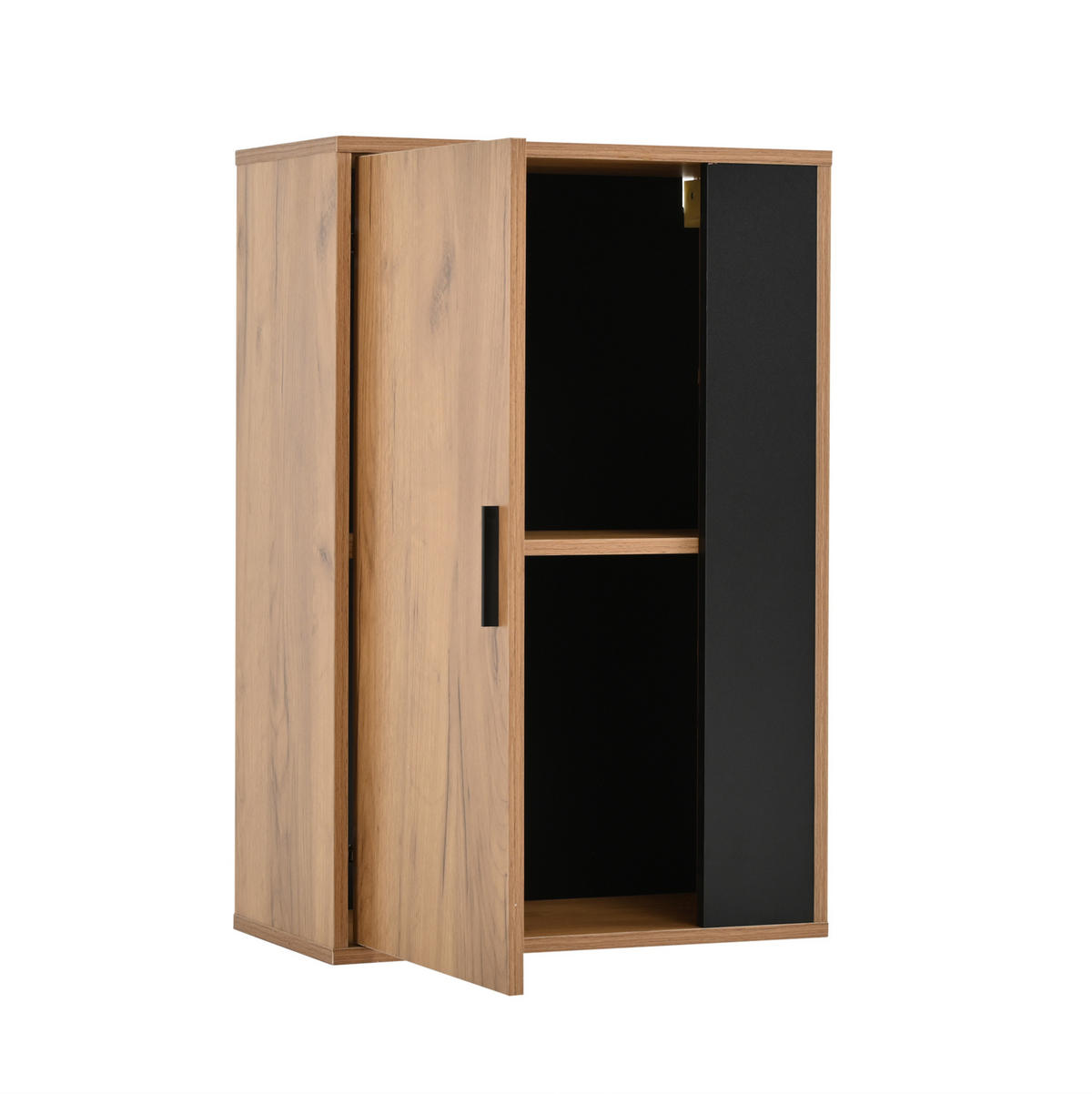 TV-SCHRANK-SET 3-teilig in Eiche/Schwarz 140/35/39 cm (mit Wandschrank und Regal) - Eichefarben, Holzwerkstoff (140/116/35cm) - Redom