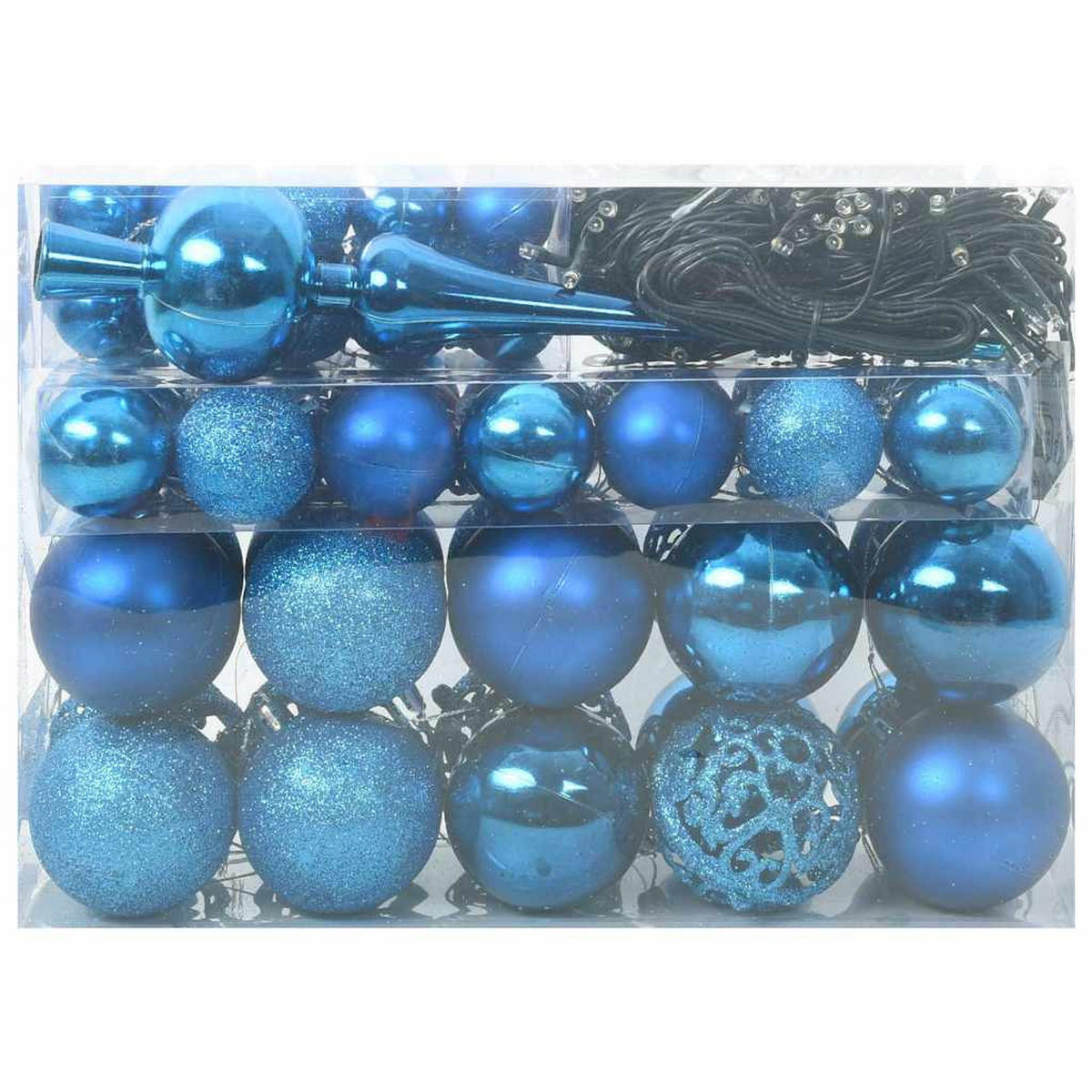 WEIHNACHTSKUGELSET 61 -teilig Blau Kunststoff - Blau, Kunststoff (6/27/6cm) - vidaXL