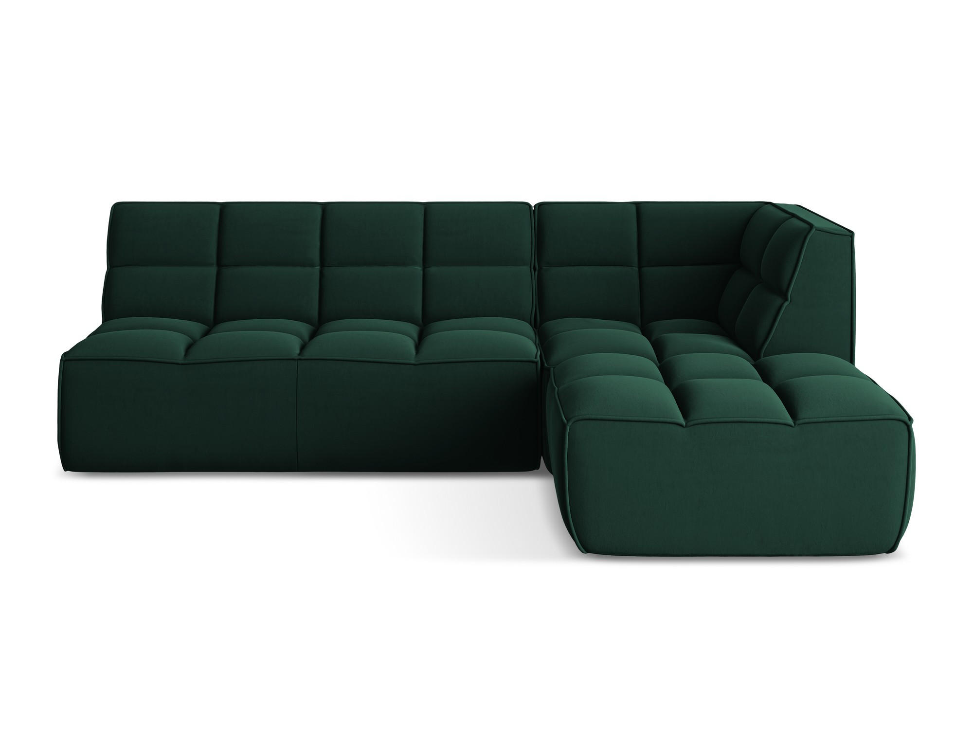 ECKSOFA Beidseitig Samt Stoff Grün - Dunkelgrün/Schwarz, Kunststoff/Textil (258/178cm) - Makamii