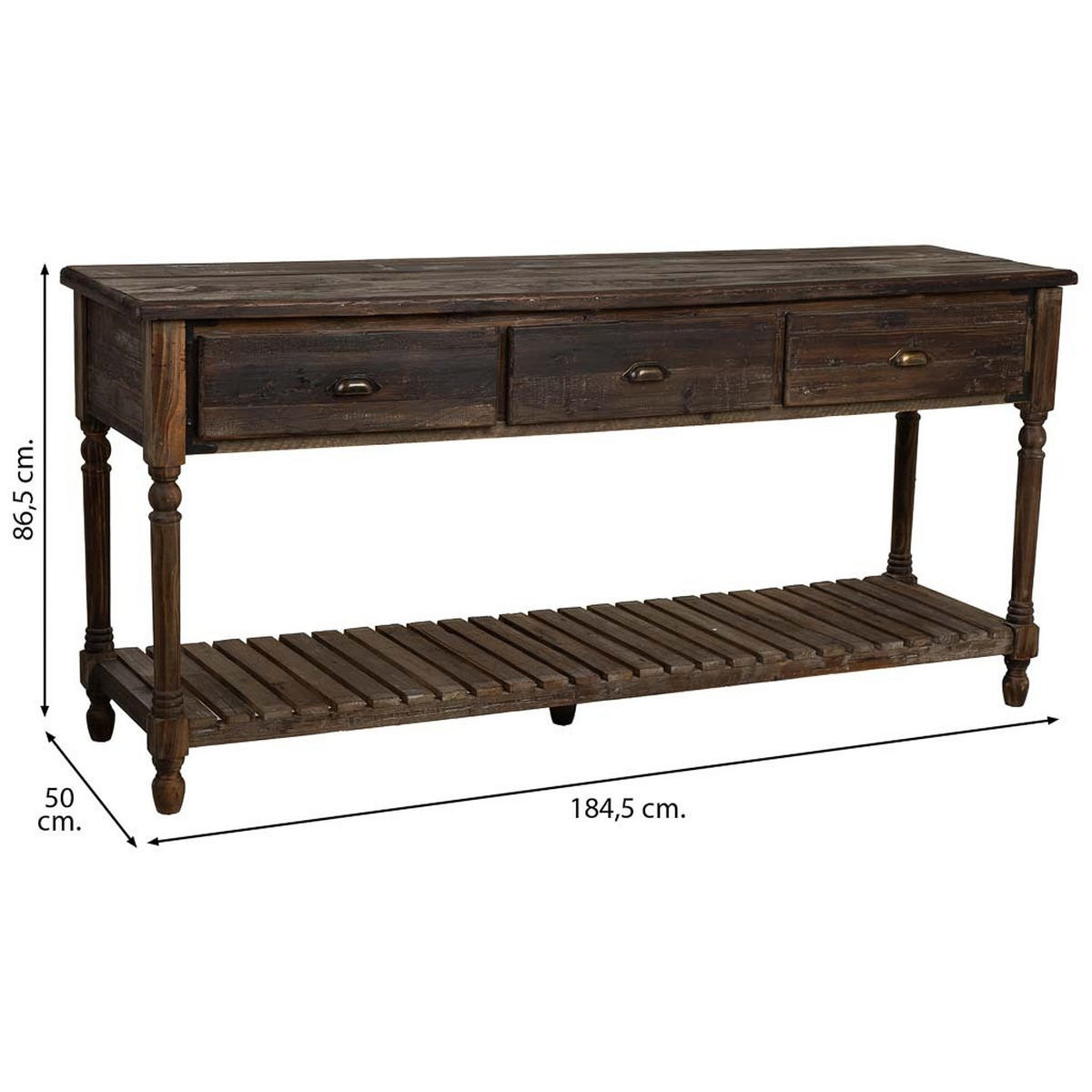 FLURTISCH aus gealtertem Holz 185x50x87 - Braun, Holz (50/184.5/86.8cm) - Wanderlust