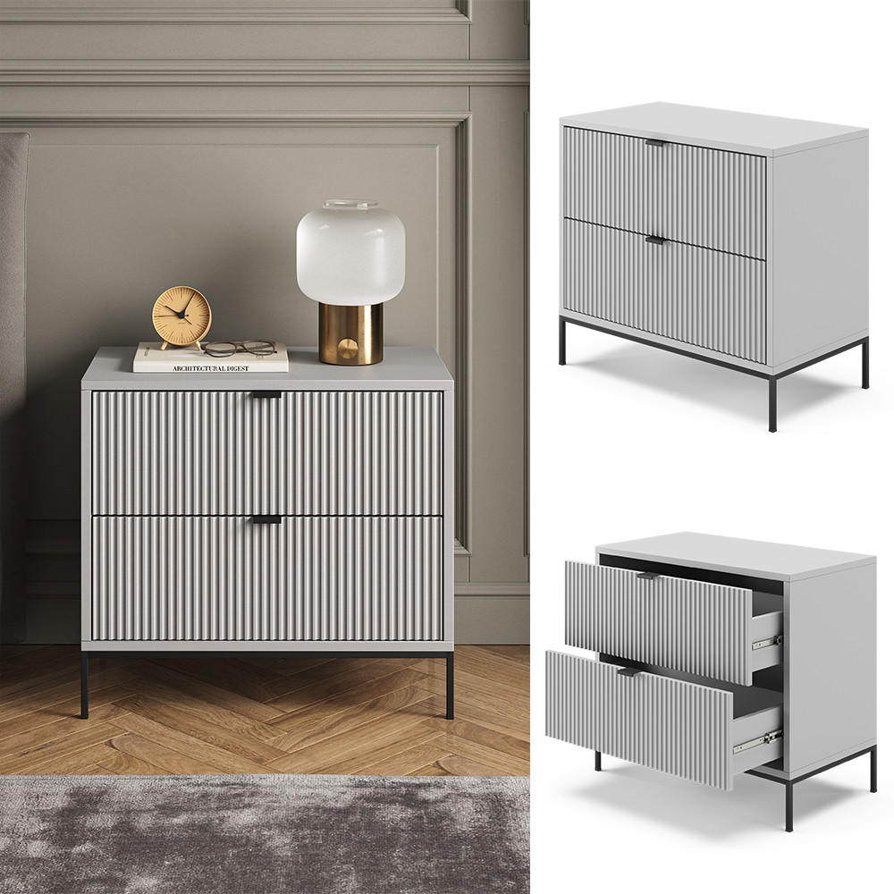 NACHTTISCH Eliza Grau 66 x 60 cm - Grau, Holzwerkstoff (66/60/36cm) - Vicco