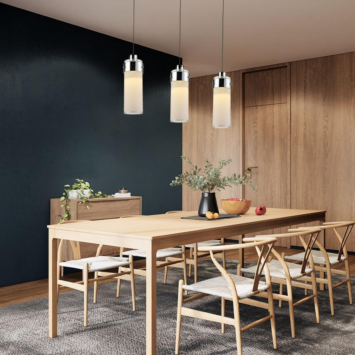 LED HÄNGELEUCHTE CAMEO Chrom Silber - Silberfarben, Glas (11/65/130cm) - Esto