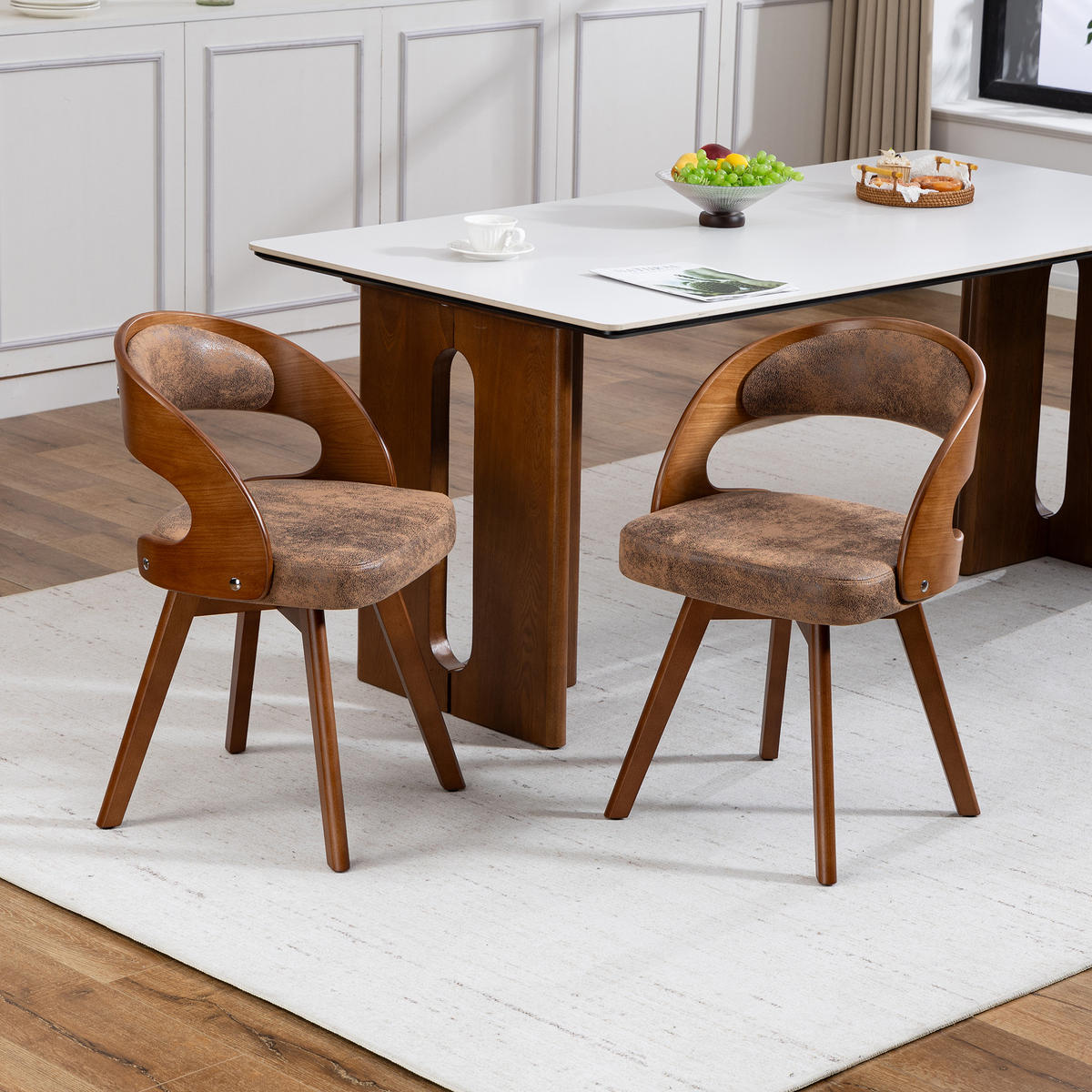 ESSZIMMERSTUHL 2er-Set drehbar mit Leinenkissen, Kaffee - Mokka, Textil (41/72/44cm)