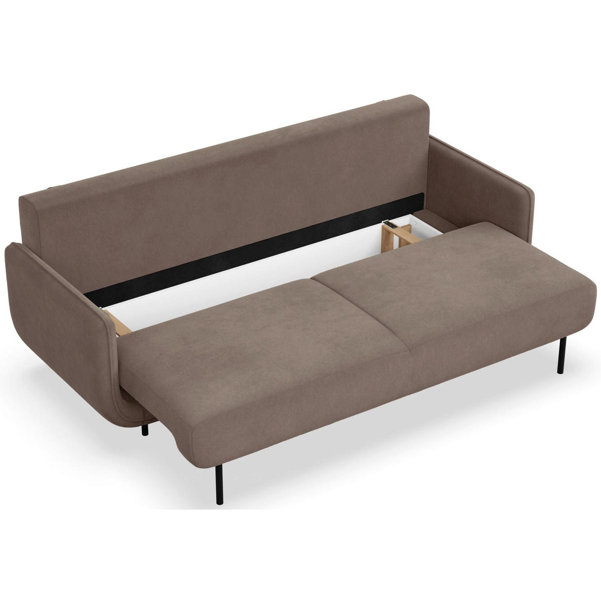 SCHLAFSOFA Ovals Hellbraun - Hellbraun/Schwarz, Textil/Metall (236/95/96cm) - Selsey