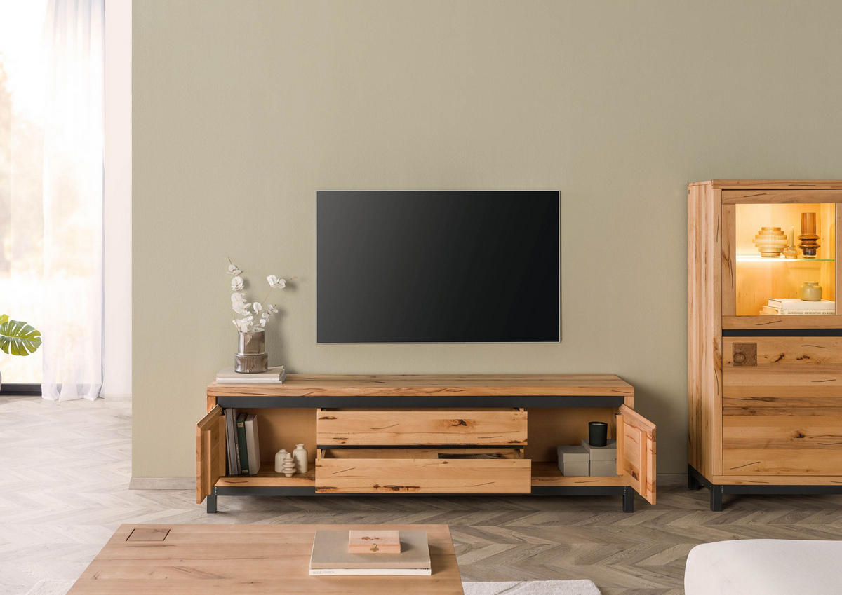 TV-BOARD Kernbuche 190x40x56 natur geölt VILLANDERS #153 - Naturfarben, Holz (190/56/40cm) - Massivmoebel24