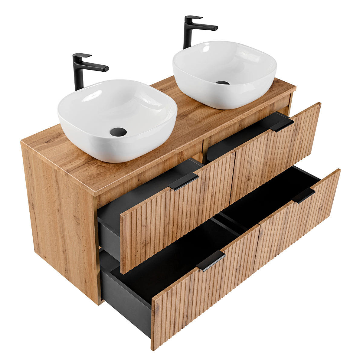 BADMÖBEL 120.8cm Adriel 2er-Set Holz in Eichenoptik - Braun, Holzwerkstoff (120.8/59/46cm) - Petits-meubles