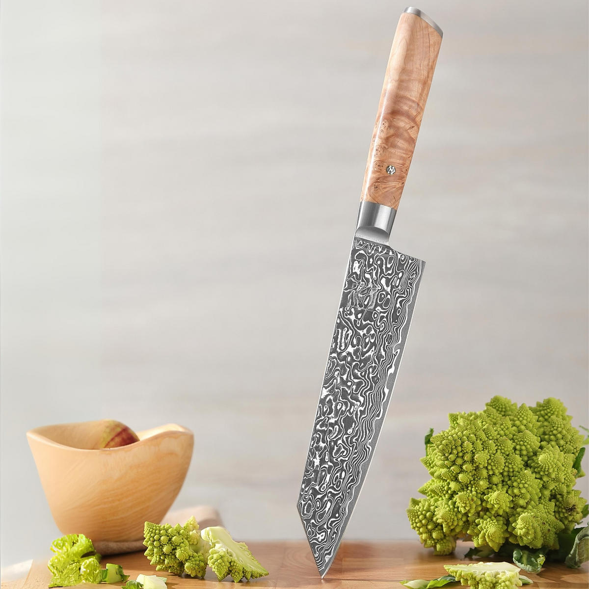 CHEFMESSER KIRITSUKE 20 cm - Birkefarben, Holz/Metall (34cm) - Zayiko