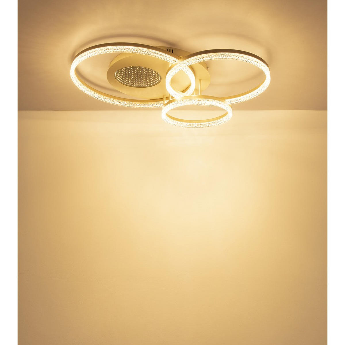 DECKENLEUCHTE SANFORD, Metall, sandfarben matt, LED - Bernsteinfarben, Metall (78/60/14cm) - Globo Lighting