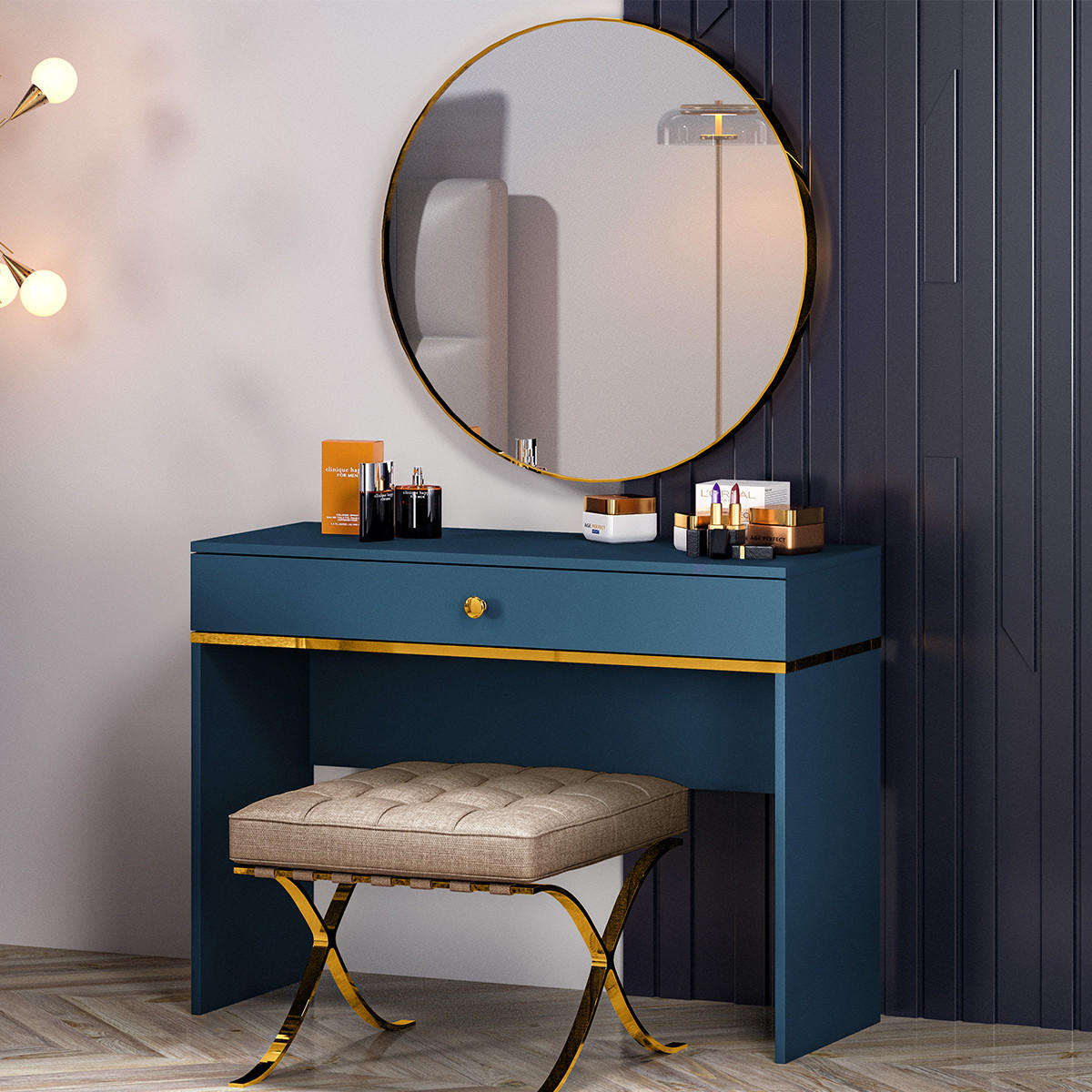 KONSOLE Thalia Blau - Blau, Holzwerkstoff (40/100/79cm) - Petits-meubles