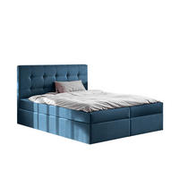 BOXBETT Mit Matratze Und Bettkasten LUDANO Stoff Noel Blau 180x200 cm H3-Bonell - Blau, Holz (180/200cm) - Kaiser Möbel