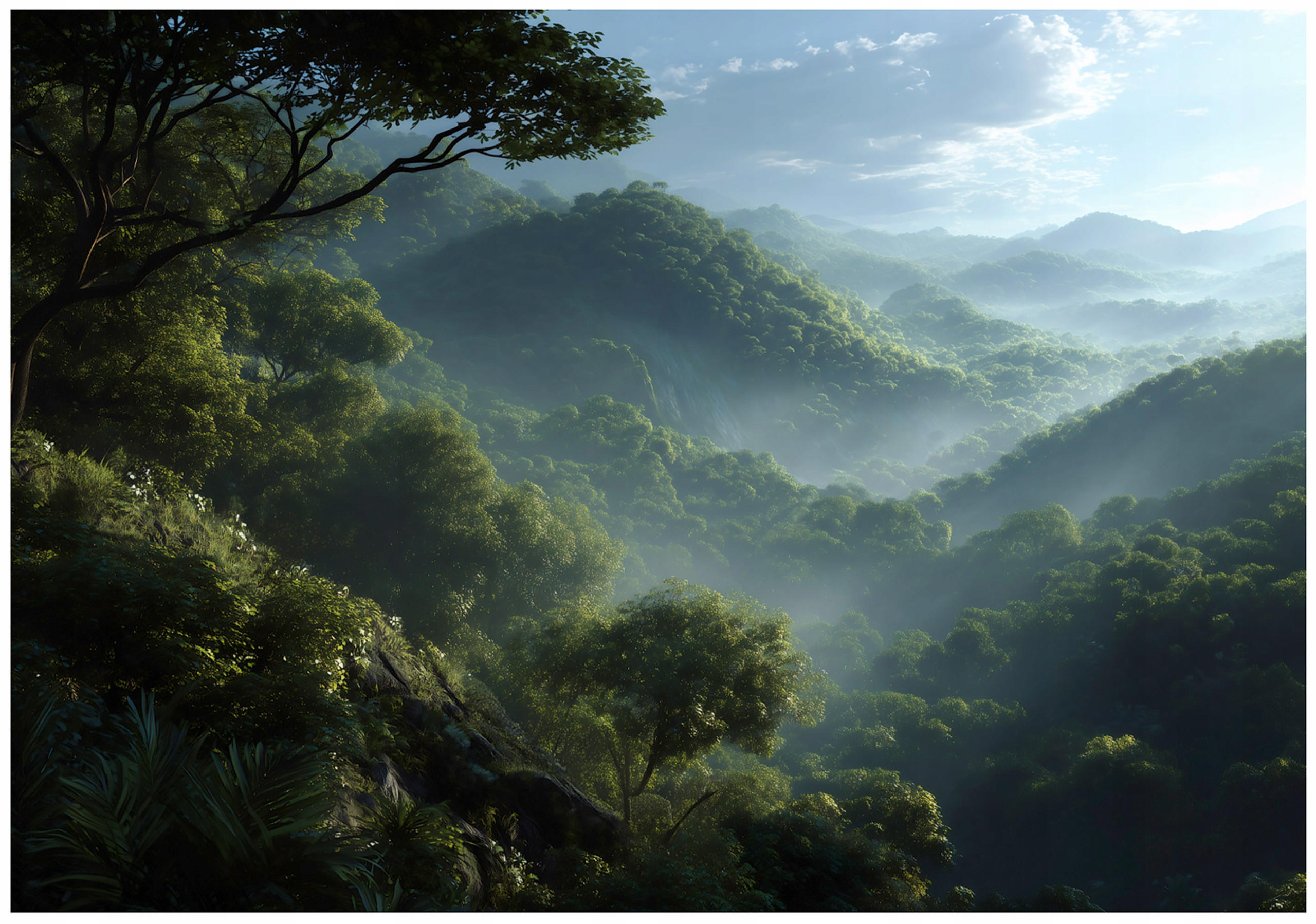 FOTOTAPETE Wald Nebel Grün 400x280 cm - Multicolor, Papier (400/280cm) - Wallarena