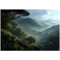 FOTOTAPETE Wald Nebel Grün 400x280 cm - Multicolor, Papier (400/280cm) - Wallarena