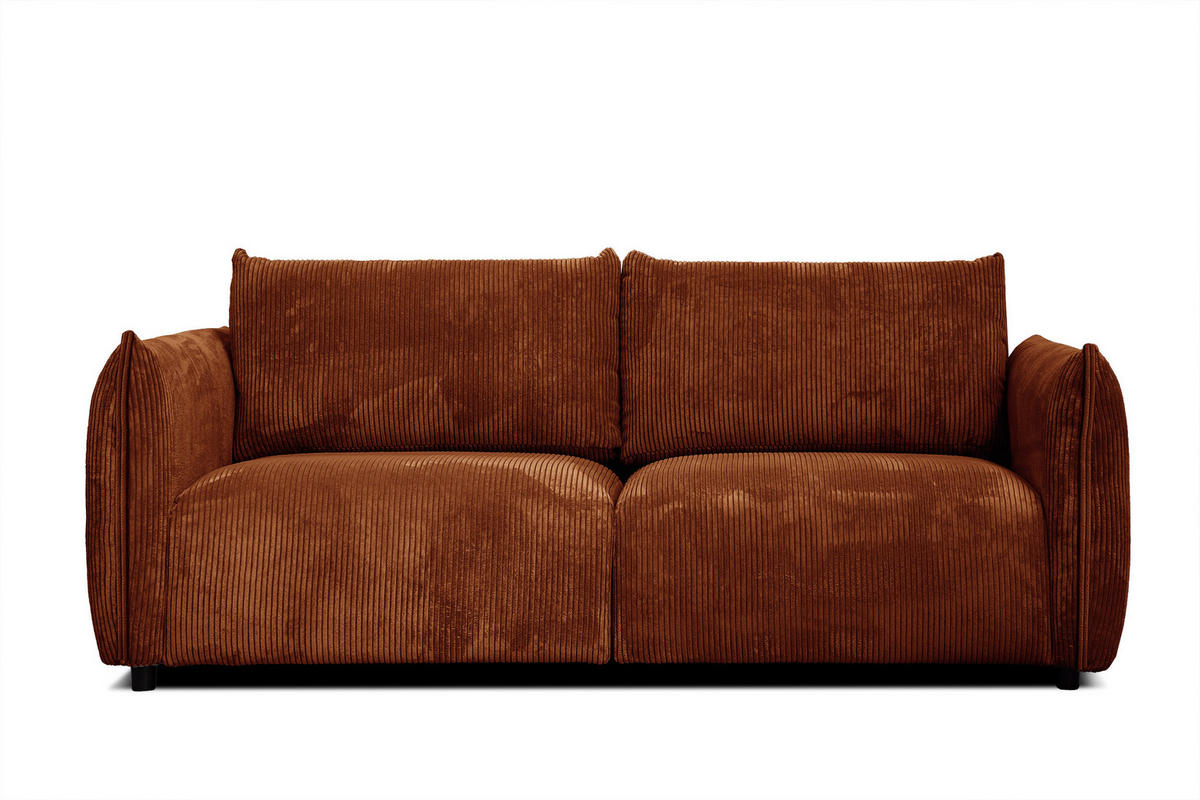 SOFA TAUER 3-Sitzer, orange - Dunkelorange/Schwarz, Holzwerkstoff/Kunststoff (112/84/206cm) - Courtois Laville