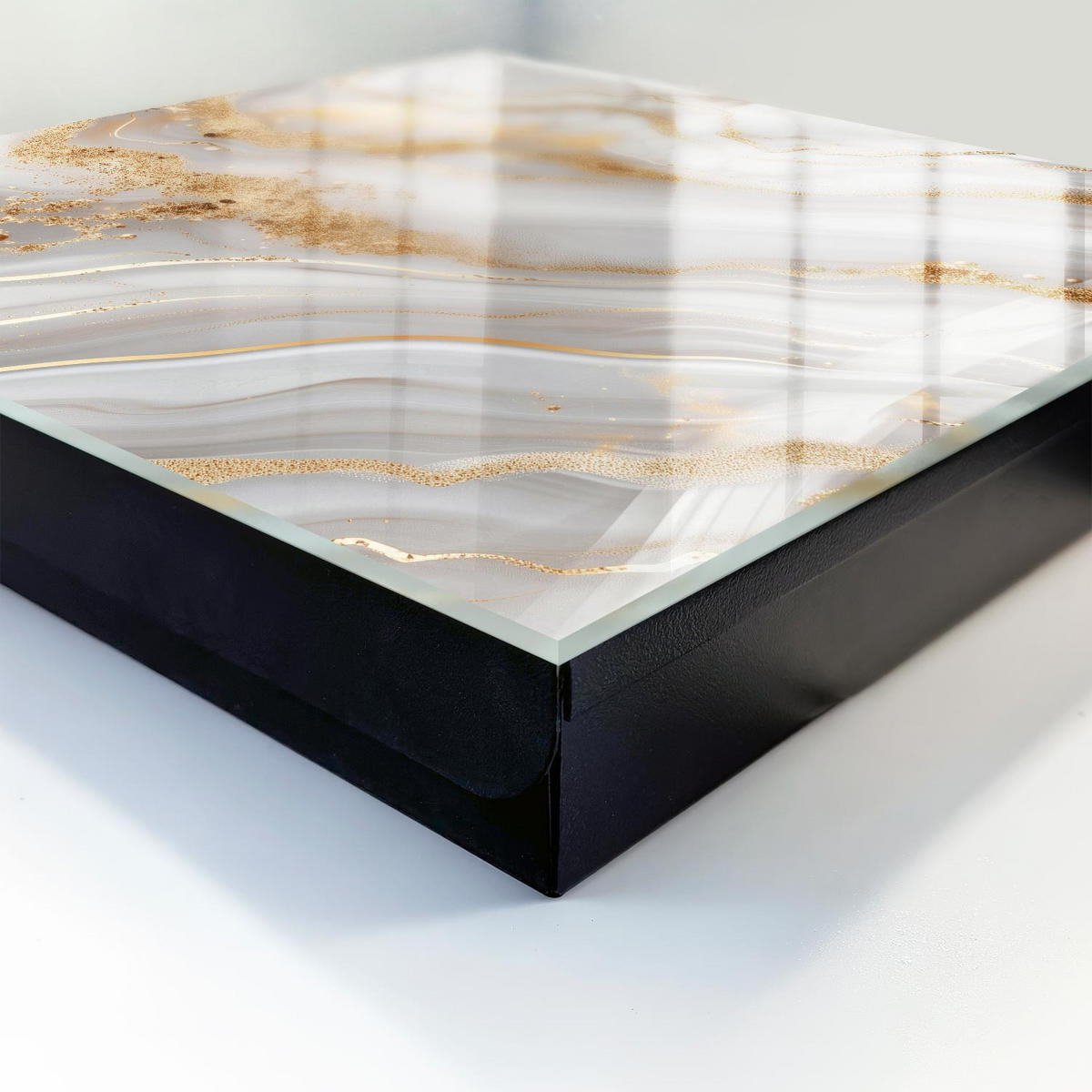 SCHLÜSSELBOX Schwarz 30x30 cm- Türöffnung nach rechts - Abstrakte Eleganz - Weiß, Metall (30/30/5cm) - TULUP