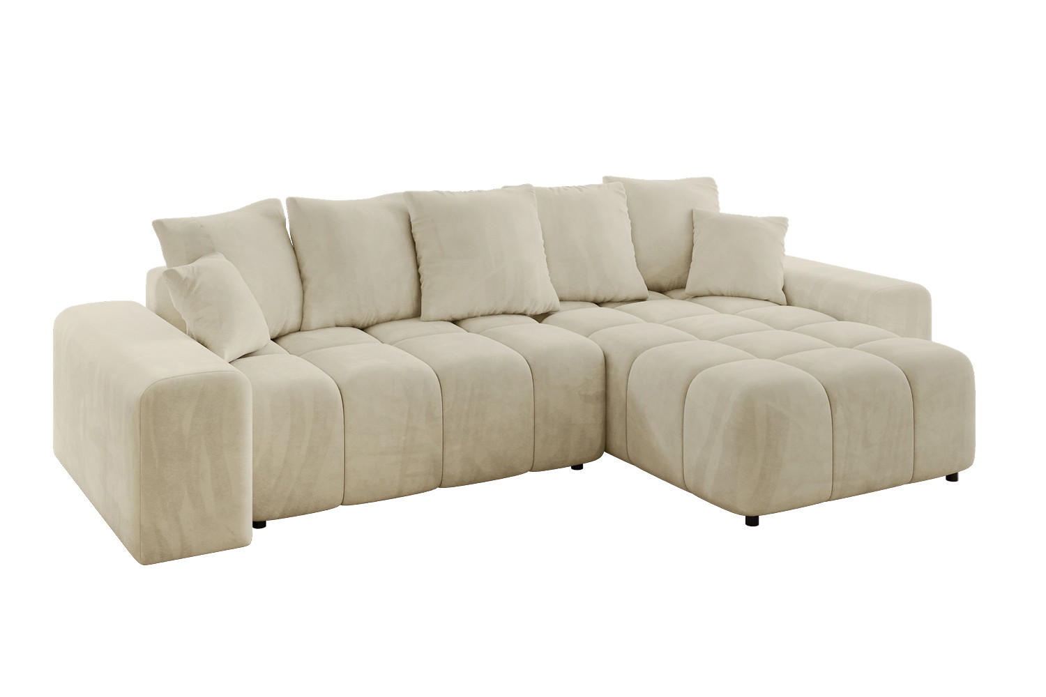 ECKSOFA Ottomane rechts ENIL-L 297x189x68 Beige Velours - Taupe, Holzwerkstoff/Kunststoff (189/297cm) - ALTDECOR