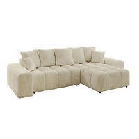 ECKSOFA Ottomane rechts ENIL-L 297x189x68 Beige Velours - Taupe, Holzwerkstoff/Kunststoff (189/297cm) - ALTDECOR
