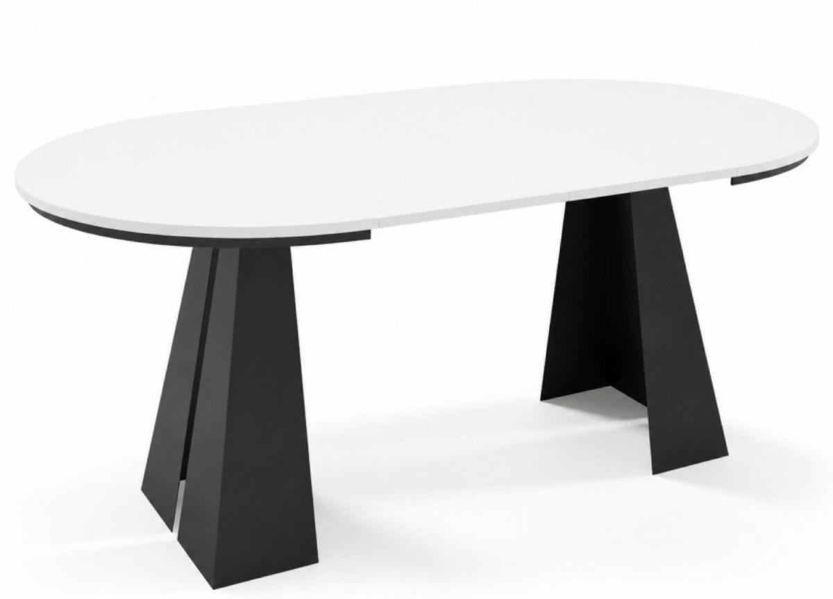 TISCH Weiss Frega Ausziehbar - Schwarz/Weiß, Holzwerkstoff (176/100/76cm) - Sepro Meble
