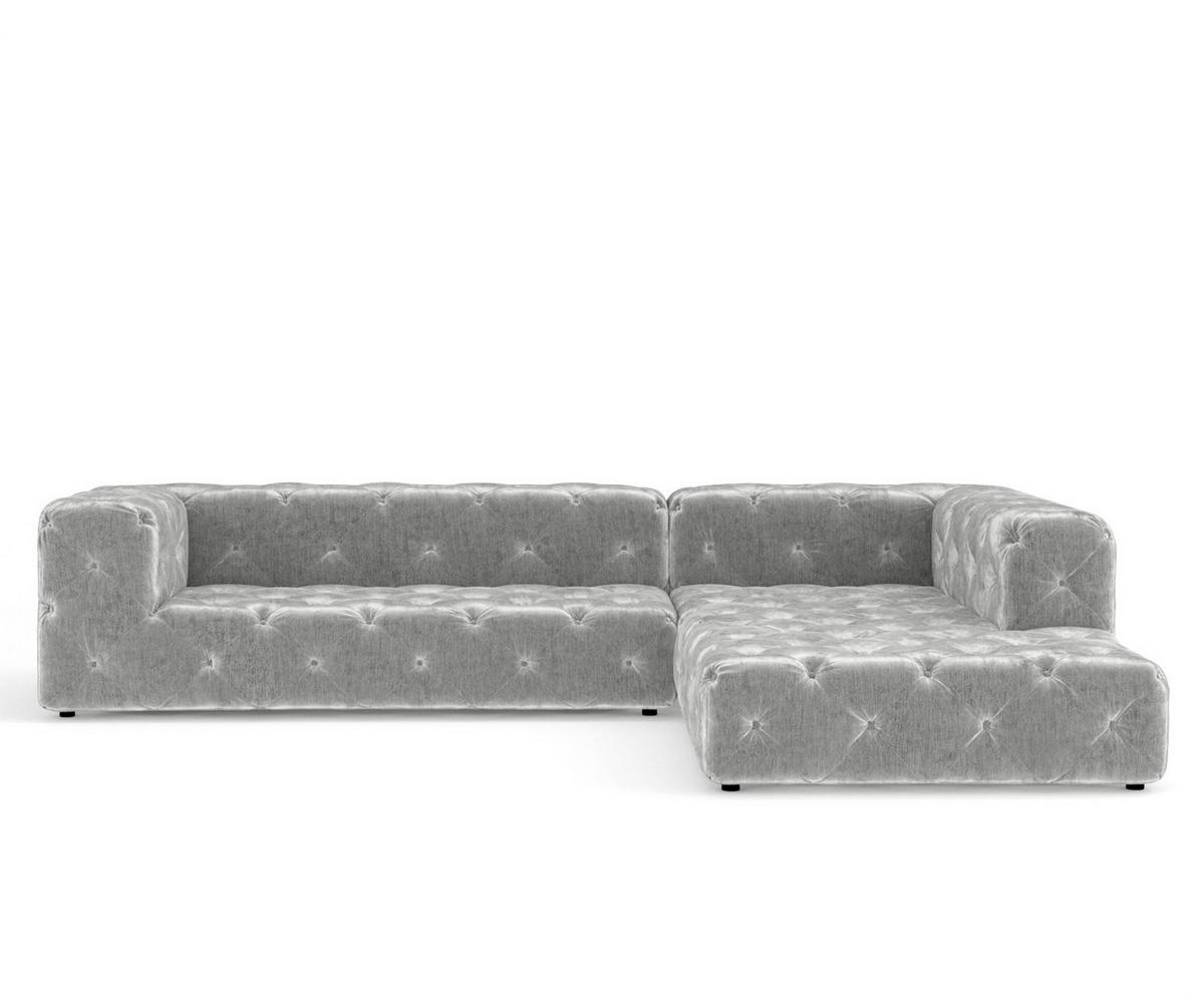 ECKSOFA Cosimo Hellgrau Chenille - Hellgrau/Schwarz, Holz/Holzwerkstoff (325/228cm) - Maison de Reve